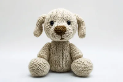 Handmade Knitted Beige Puppy Stuffed Toy
