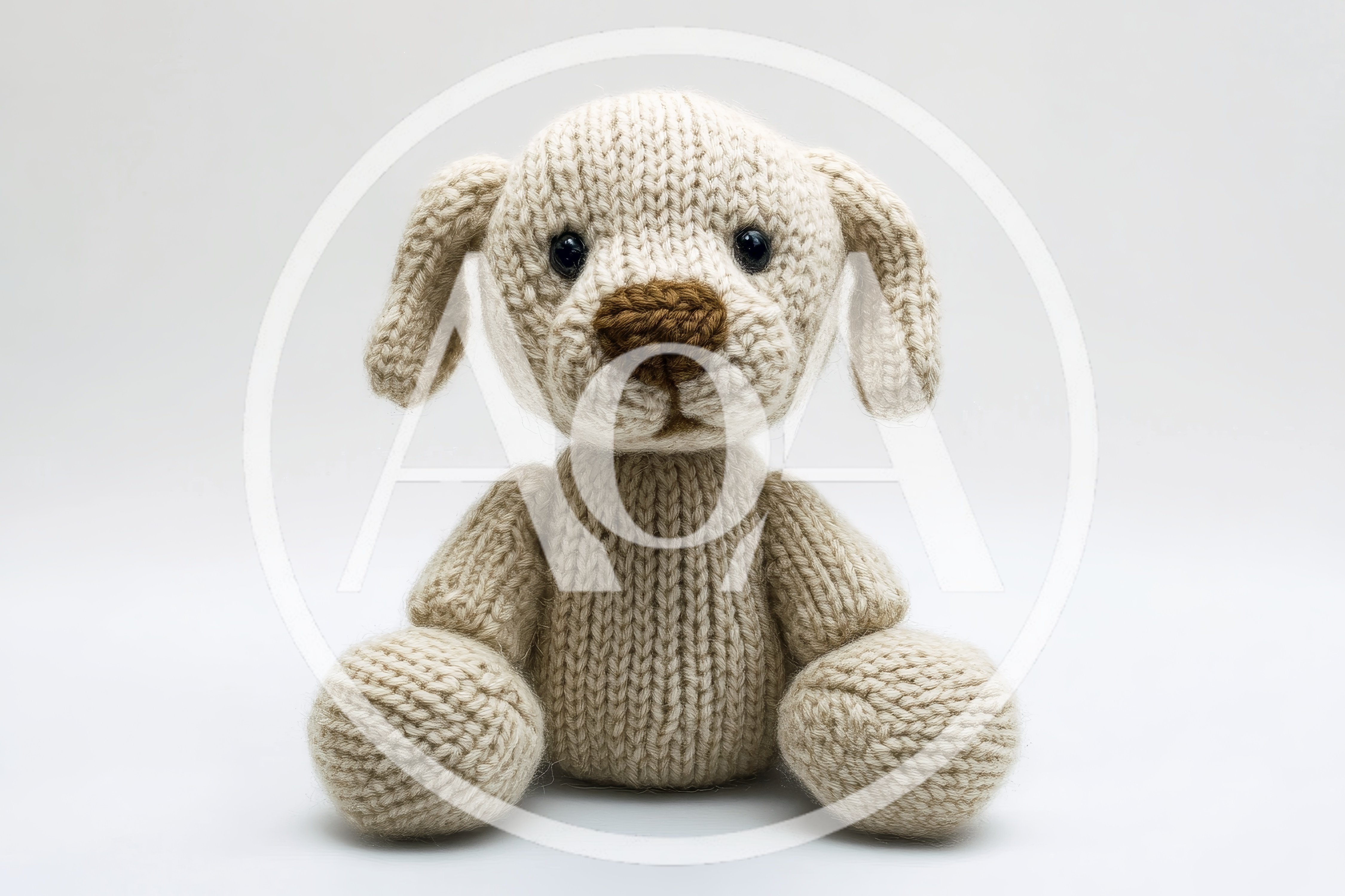 Handmade Knitted Beige Puppy Stuffed Toy
