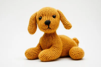 Hand Knitted Golden Brown Toy Dog