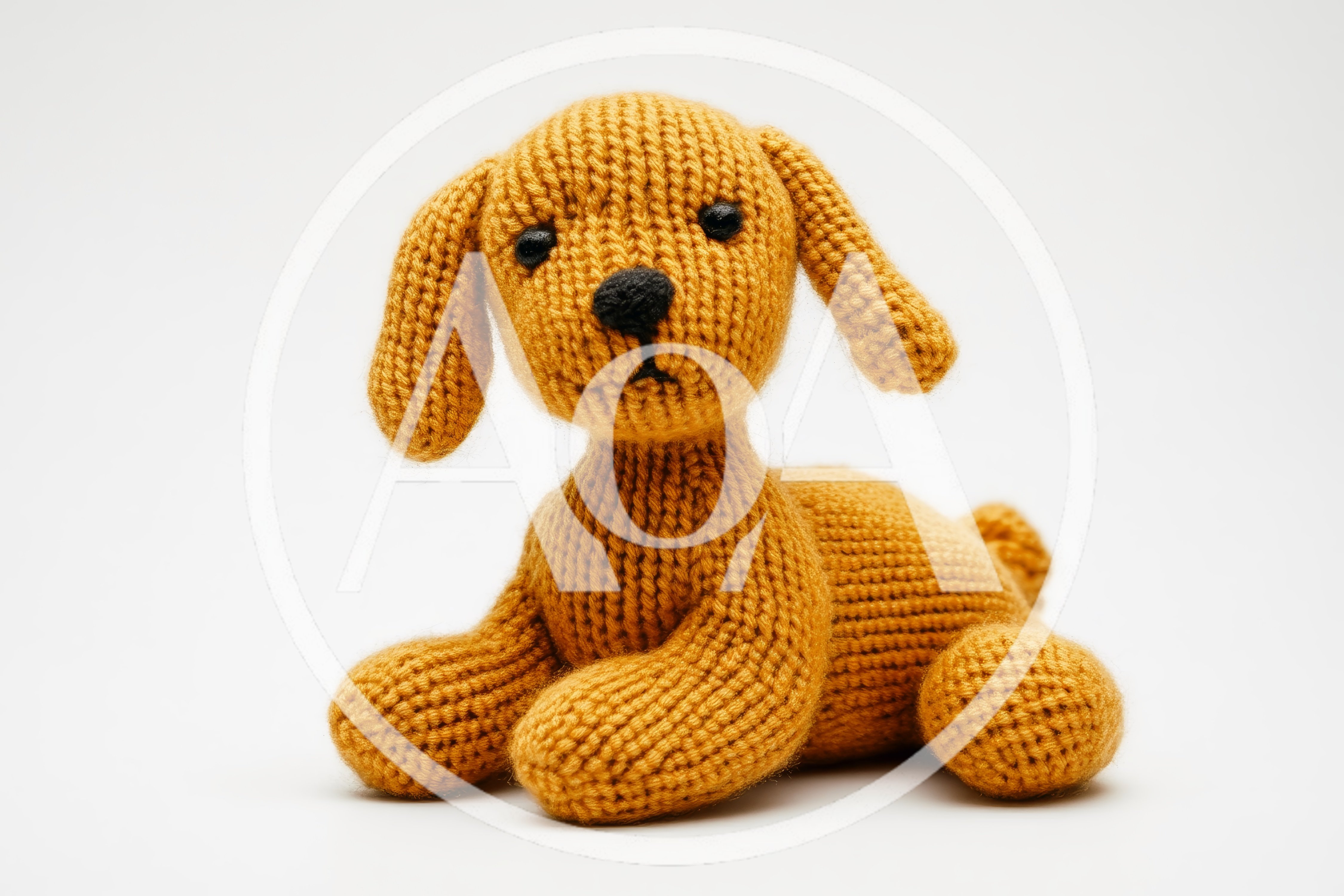 Hand Knitted Golden Brown Toy Dog