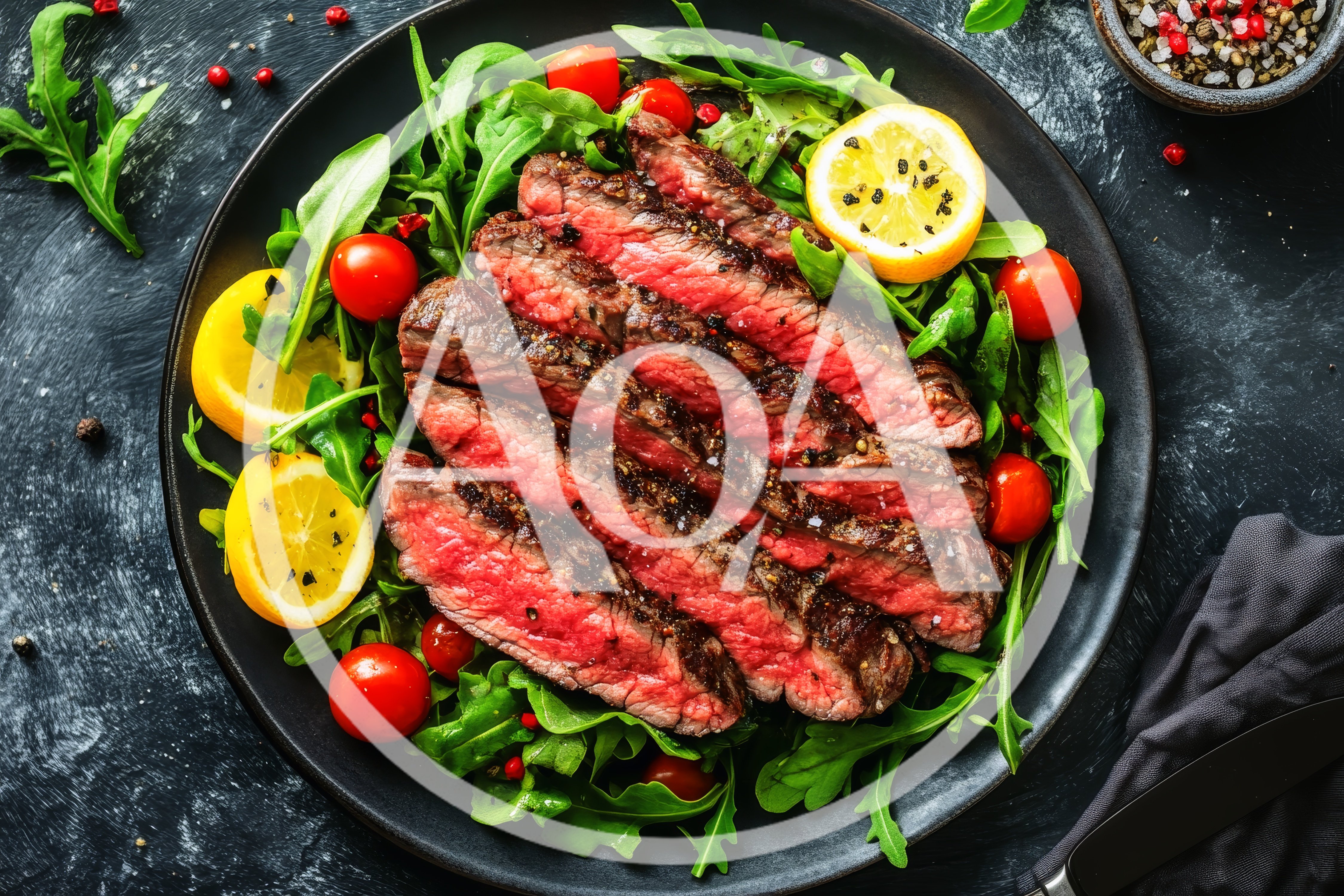 Sliced Grilled Steak Salad with Arugula and Tomatoes