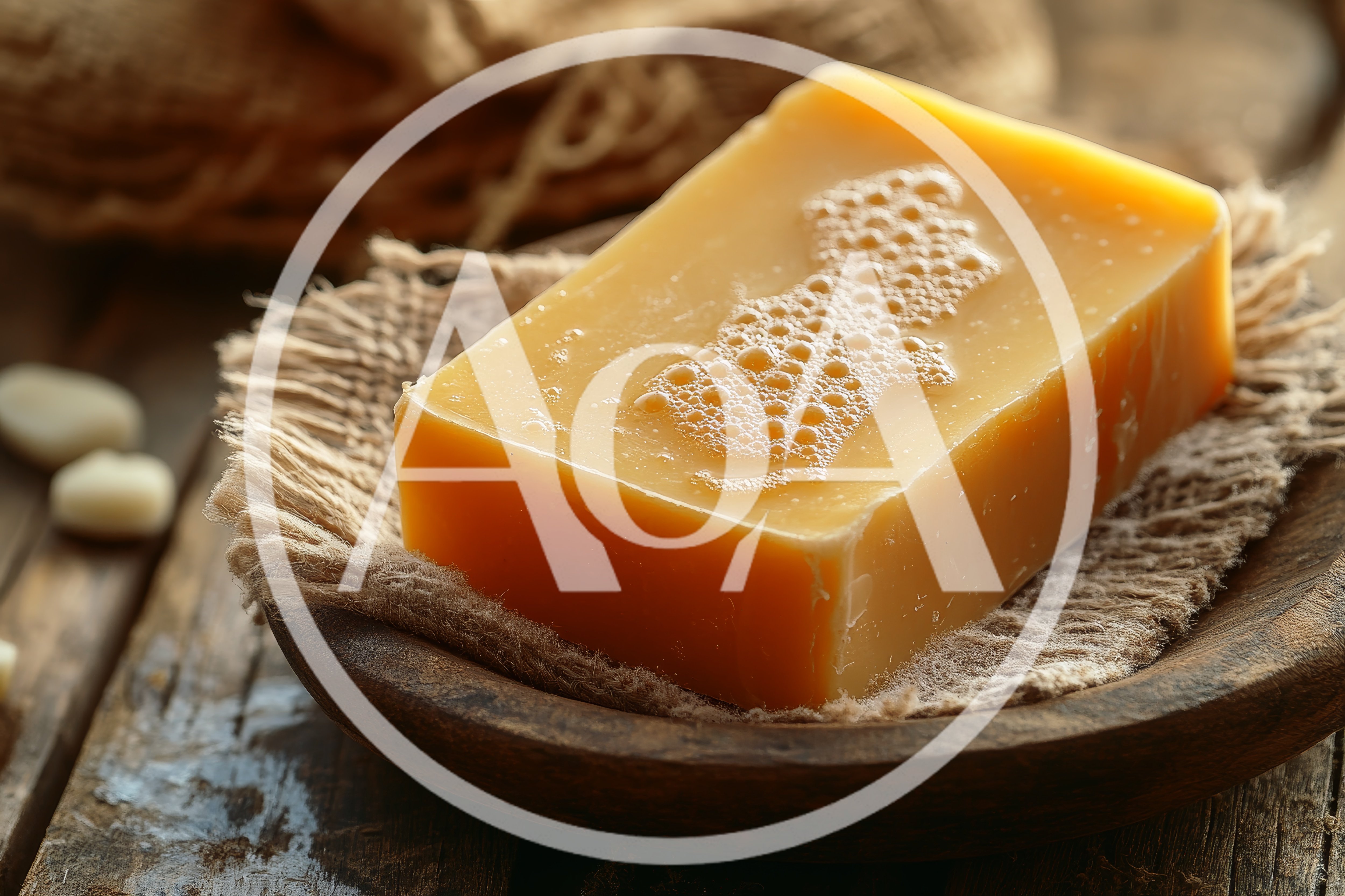 Natural Bar Soap On A Wooden Dish