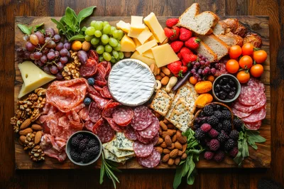 Gourmet Charcuterie Board With Assorted Meats And Cheeses