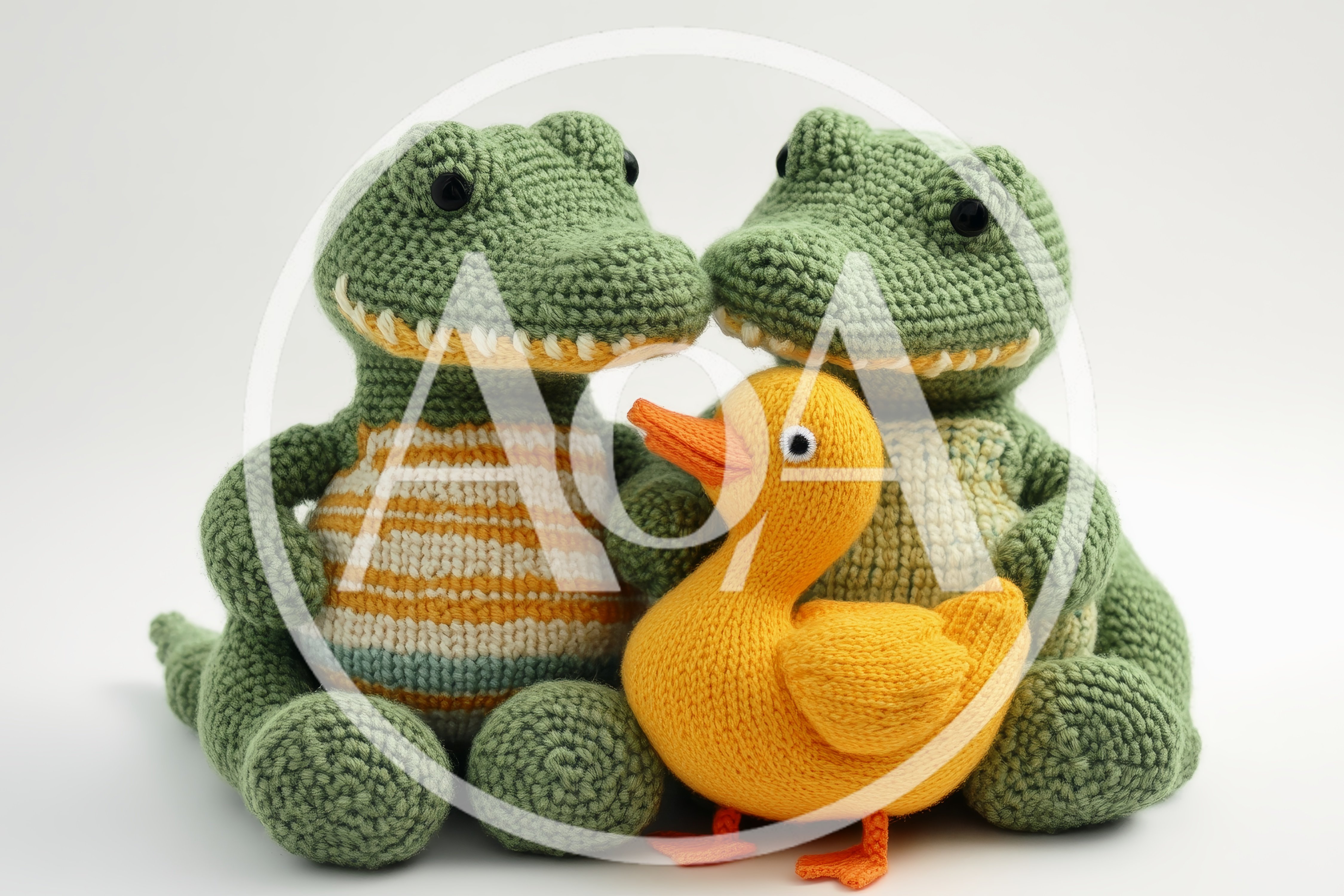 Crochet Alligator Toys With A Yellow Duck