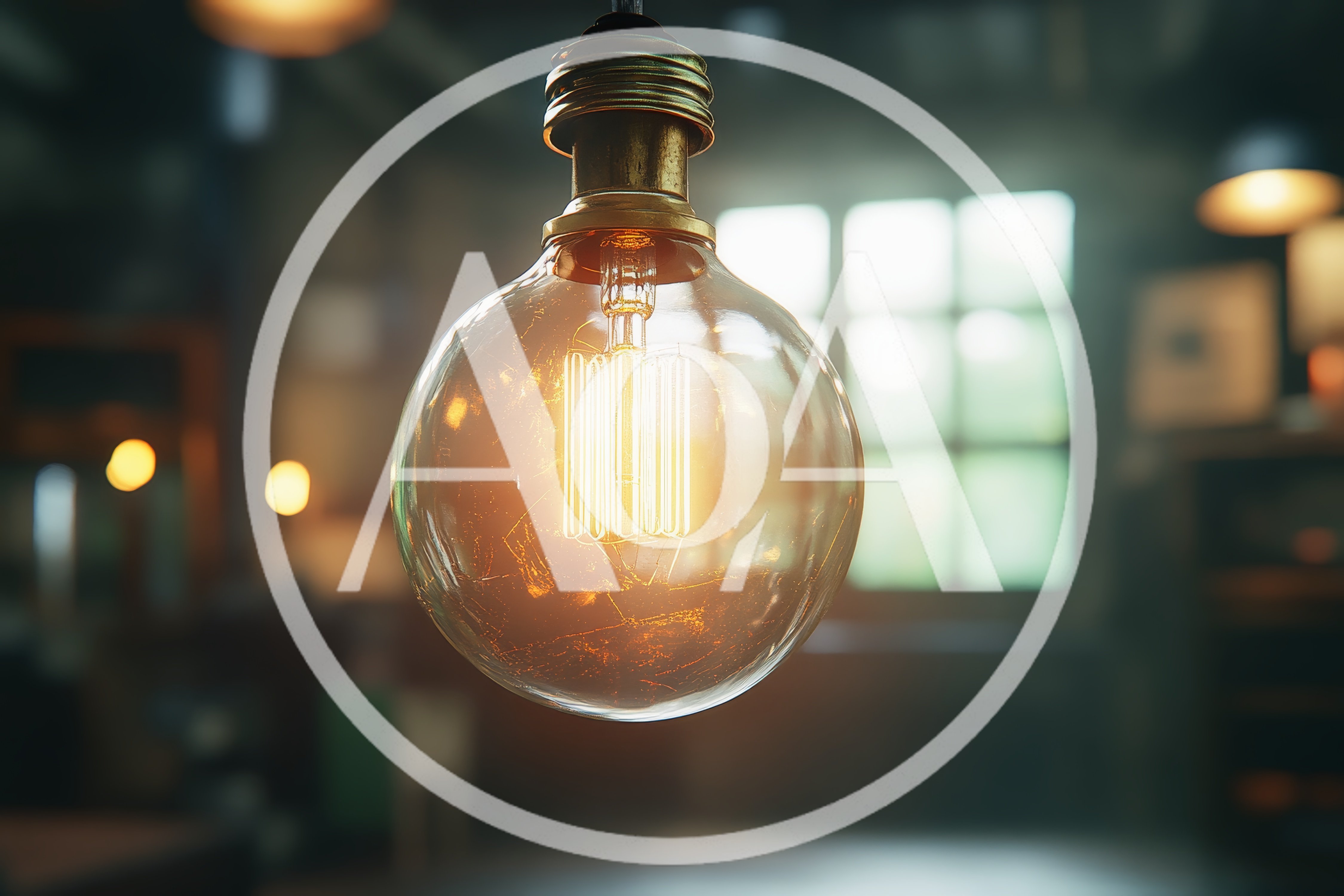 Glowing Vintage Edison Light Bulb Hanging In Interior