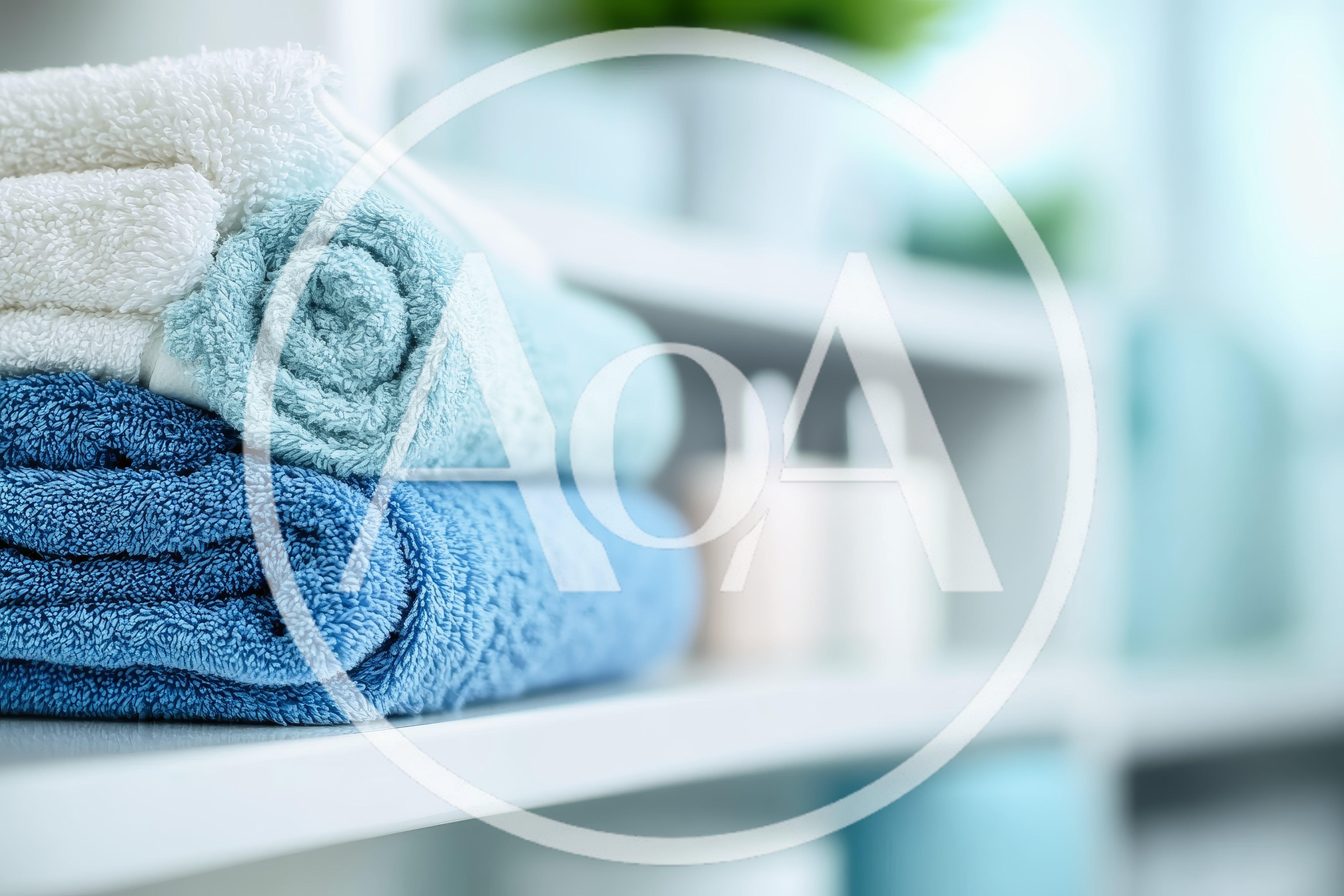 Stack Of Folded Blue And White Towels