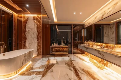 Luxury Modern Bathroom Interior With Marble Finishes