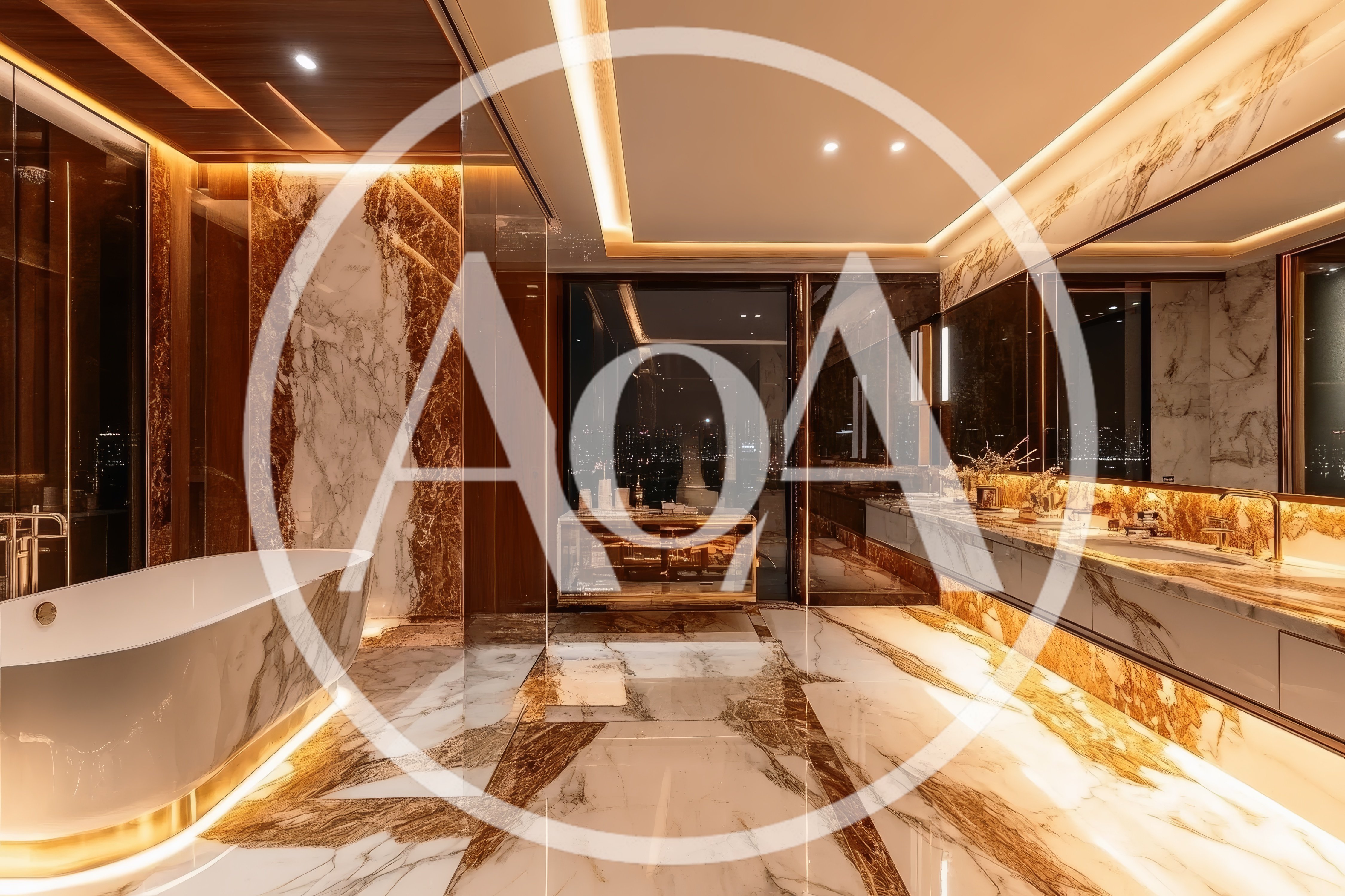 Luxury Modern Bathroom Interior With Marble Finishes