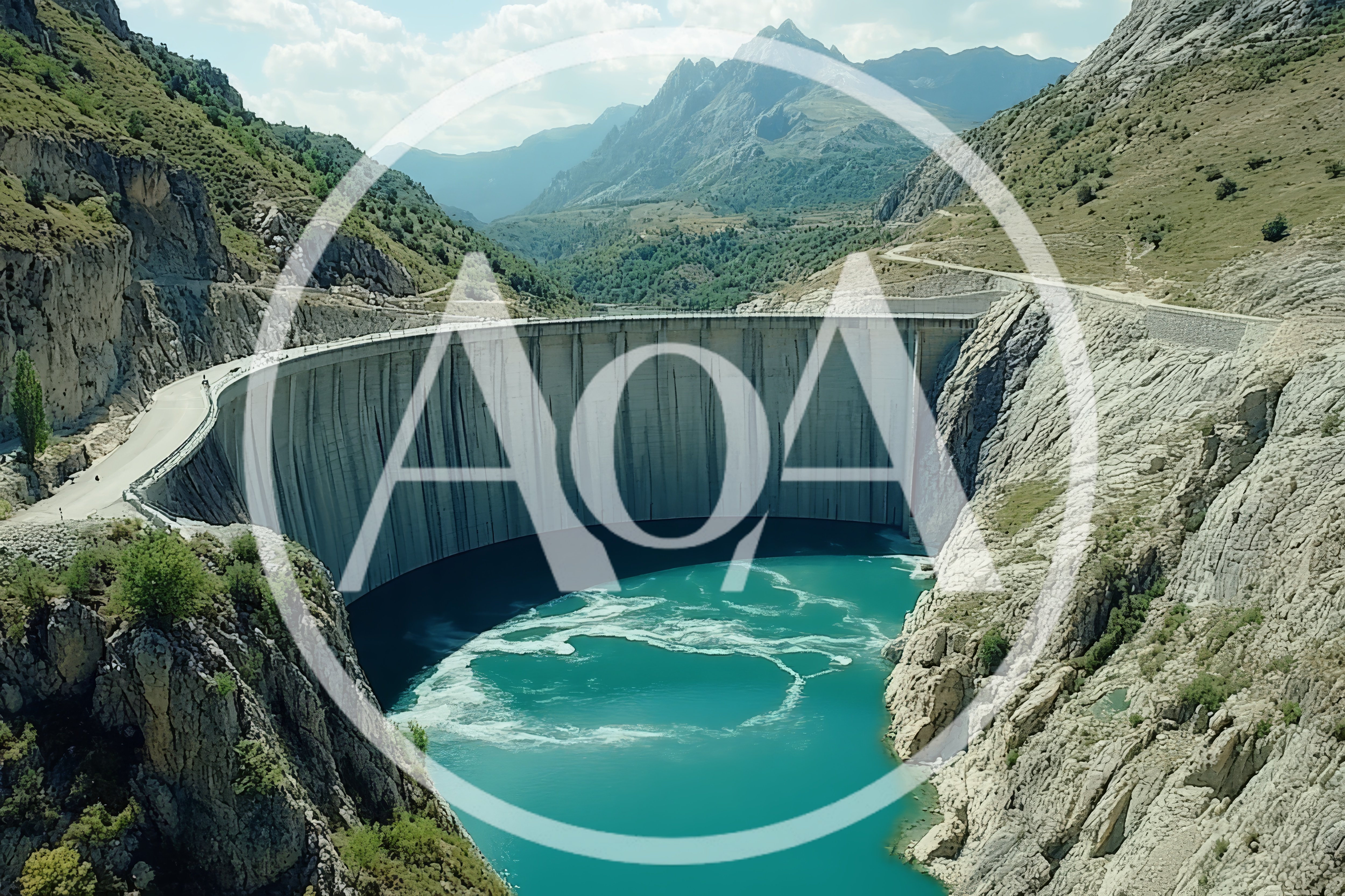 Aerial View Of The Concrete Arch Dam In Spain