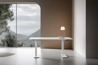 Minimalist White Standing Desk In Modern Office Interior