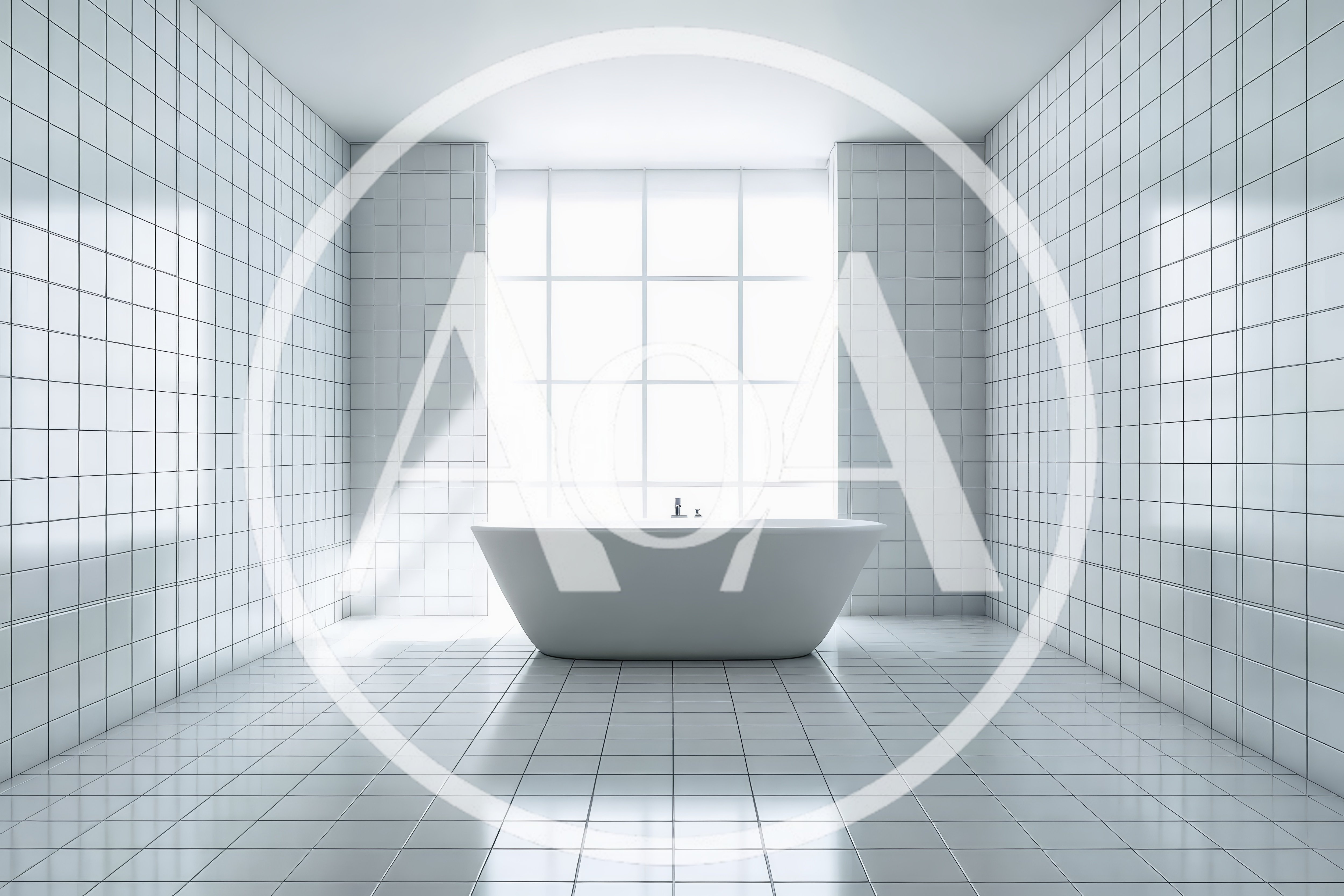 Minimalist White Bathroom With Freestanding Bathtub