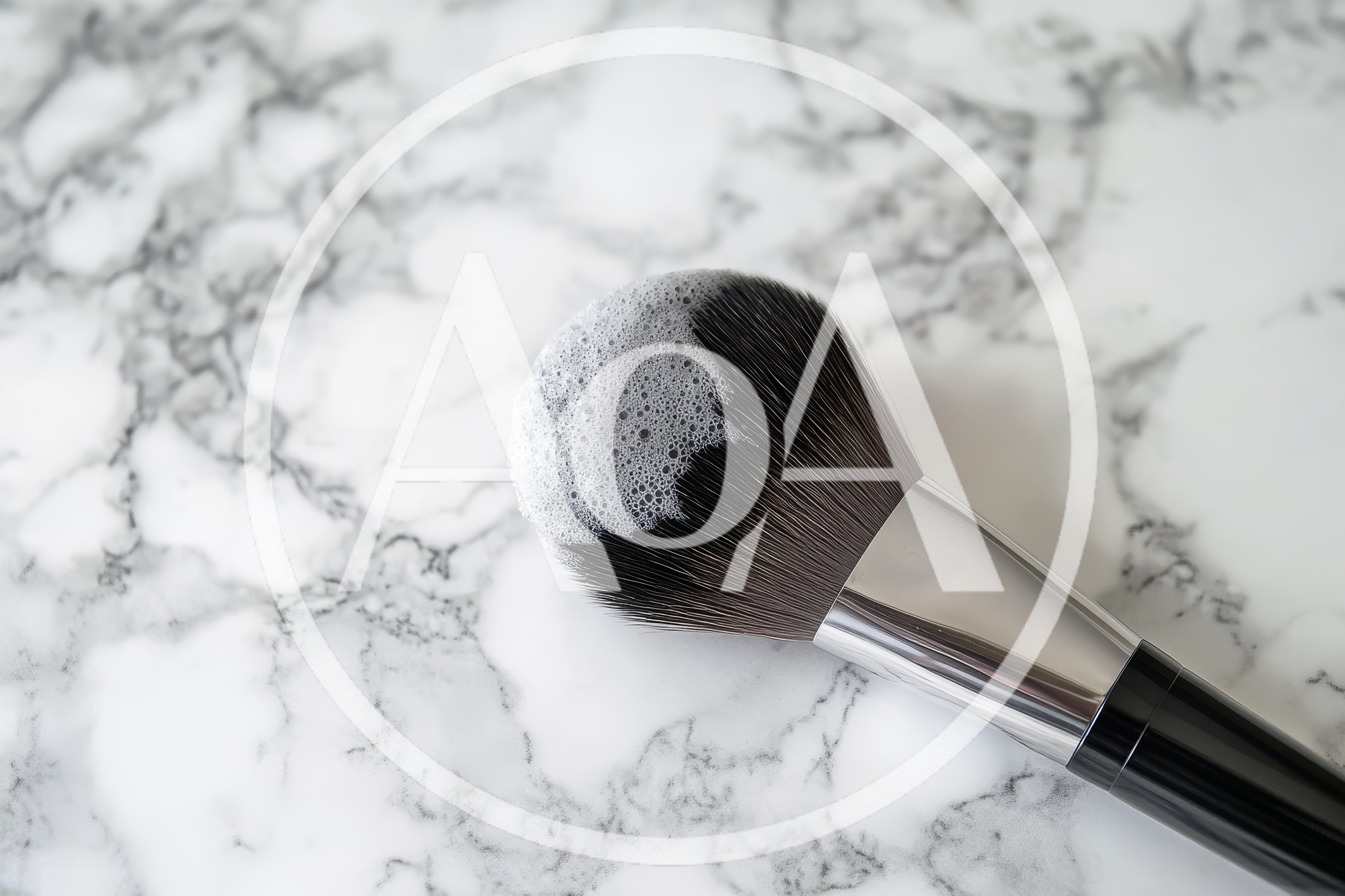 Cleaning A Large Makeup Brush With Soap Foam