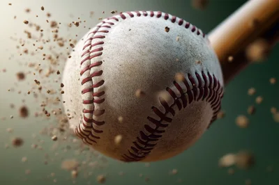 Baseball Being Struck By A Wooden Bat