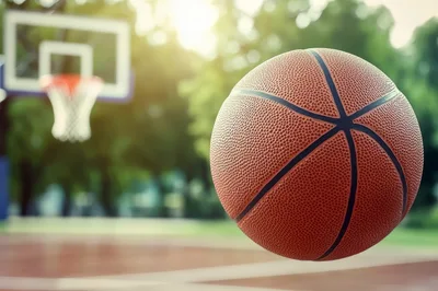 Basketball Floating In Mid Air On Outdoor Court
