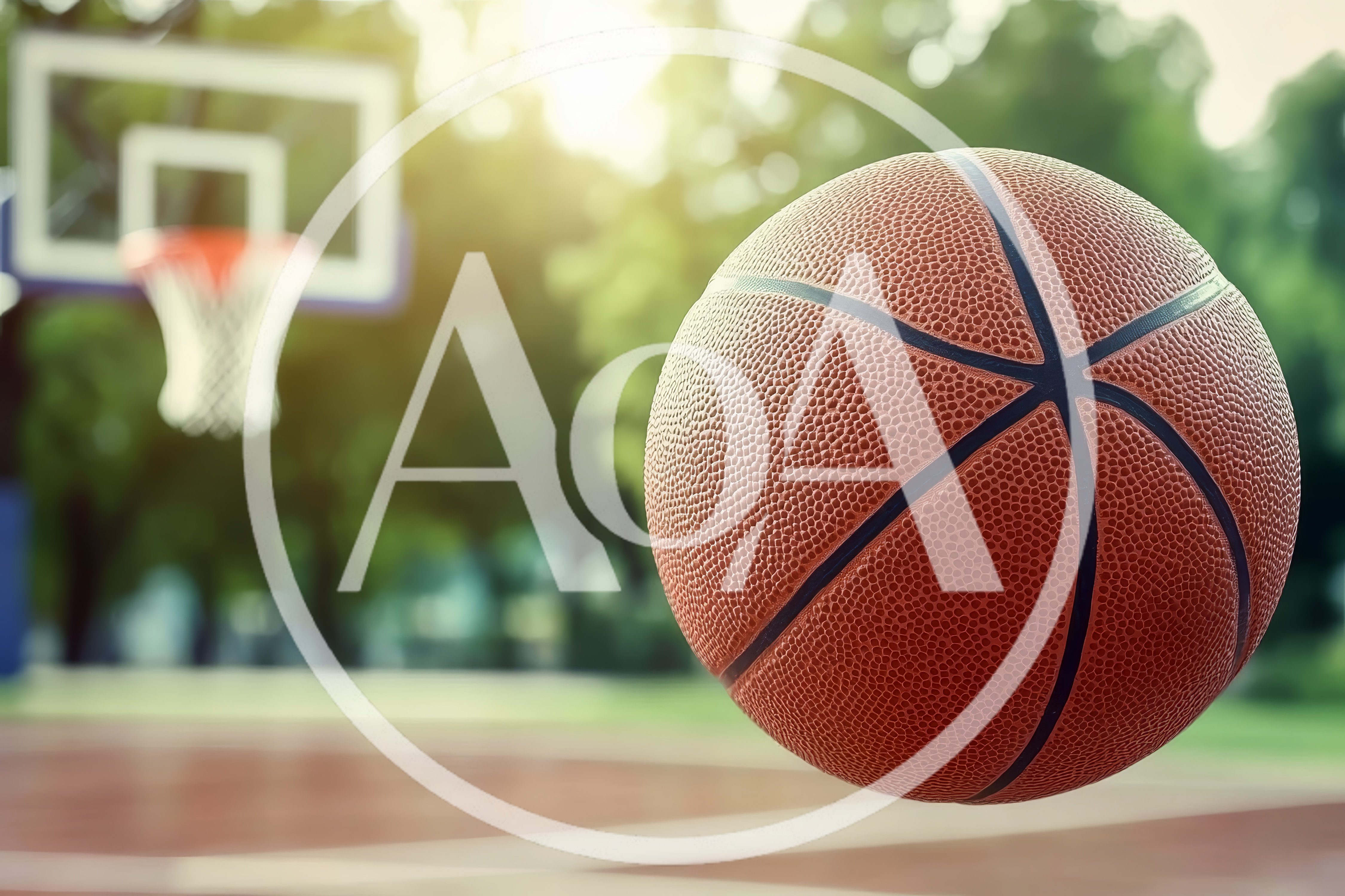 Basketball Floating In Mid Air On Outdoor Court