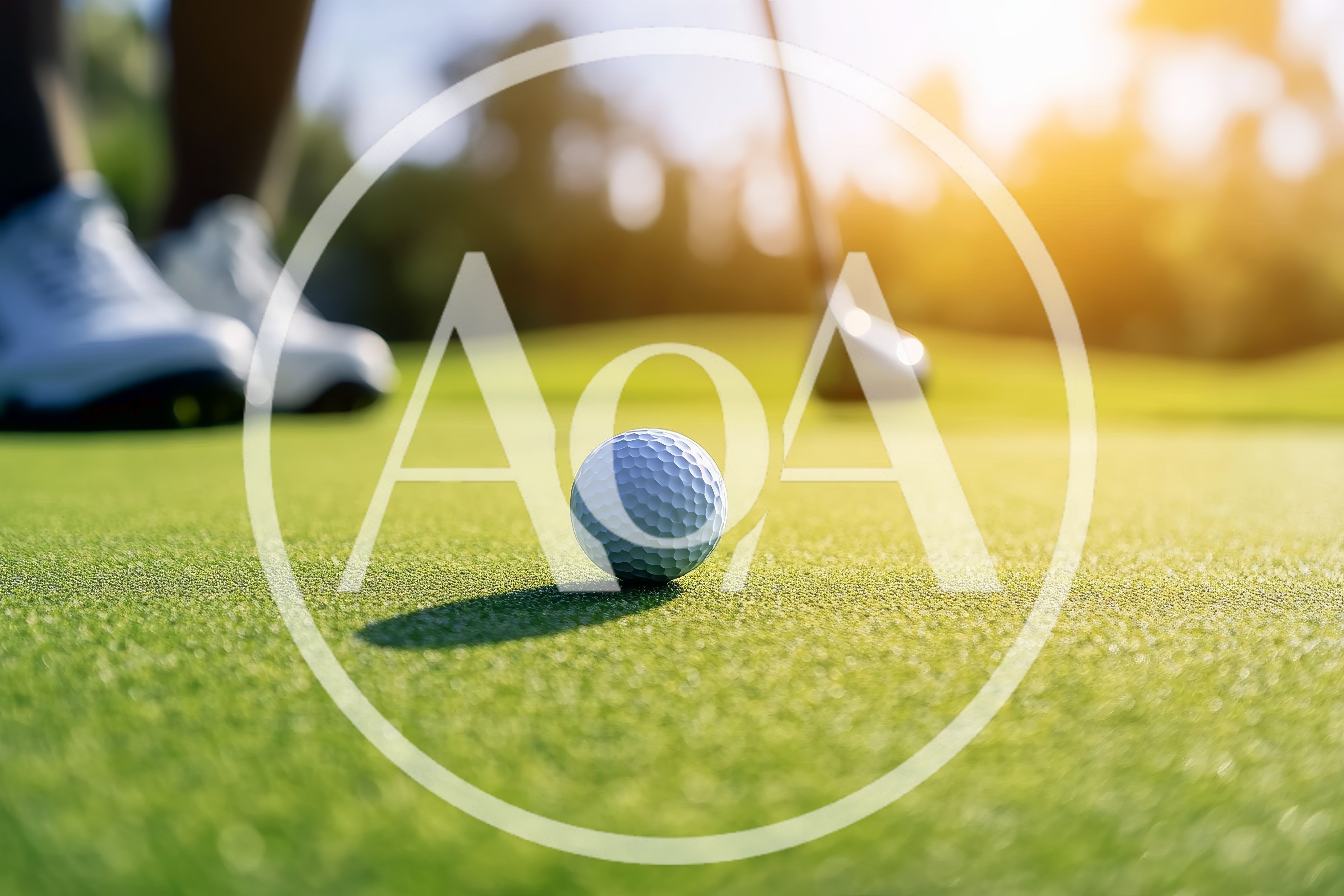 Golf Ball Resting On Green With Golfer In Background
