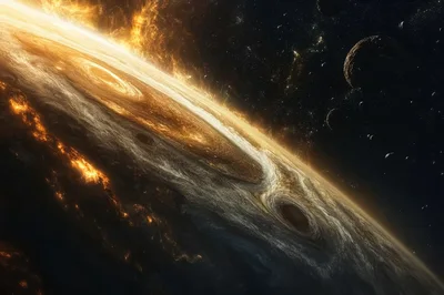 Cinematic View Of A Gas Giant Planet In Space