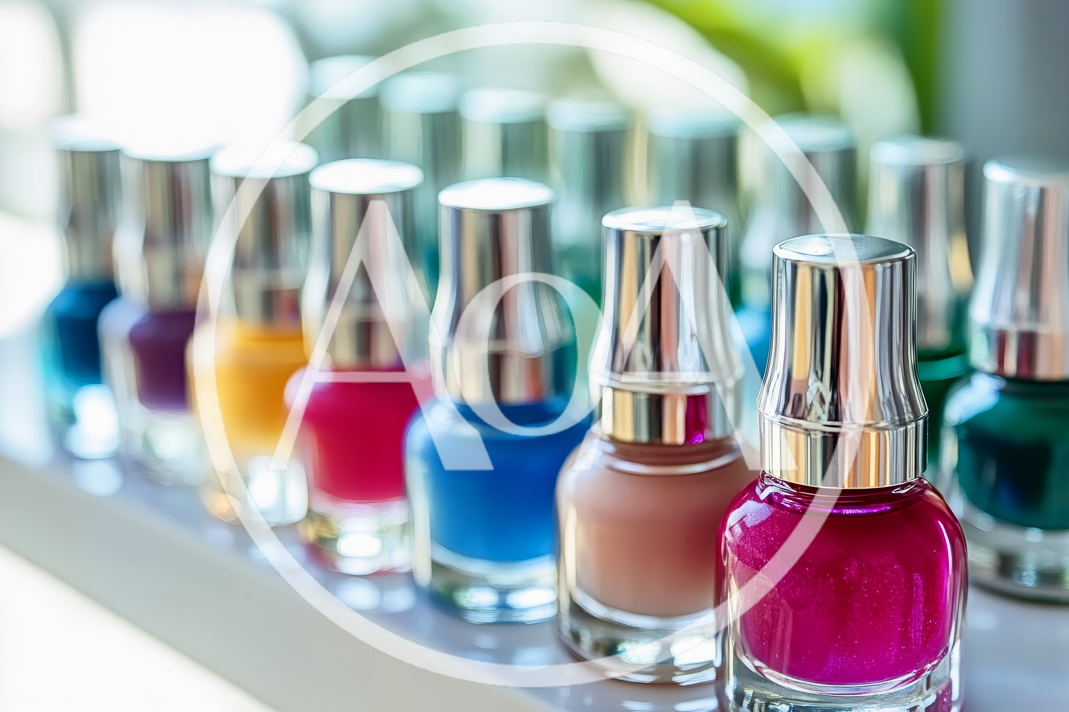 Colorful Nail Polish Bottles Arranged On A Shelf