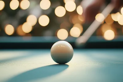 Billiard Cue Aiming At White Cue Ball