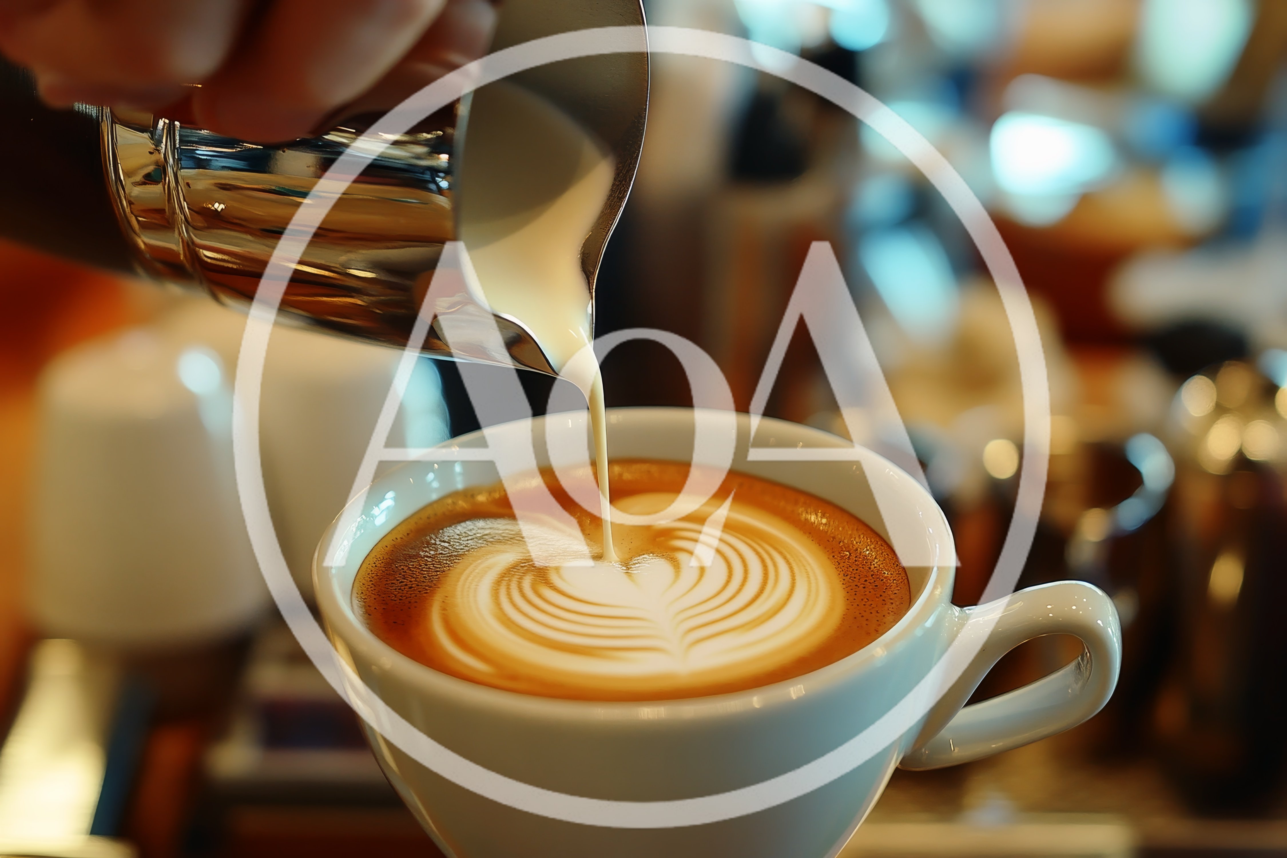 Barista Pouring Steamed Milk Into A Latte