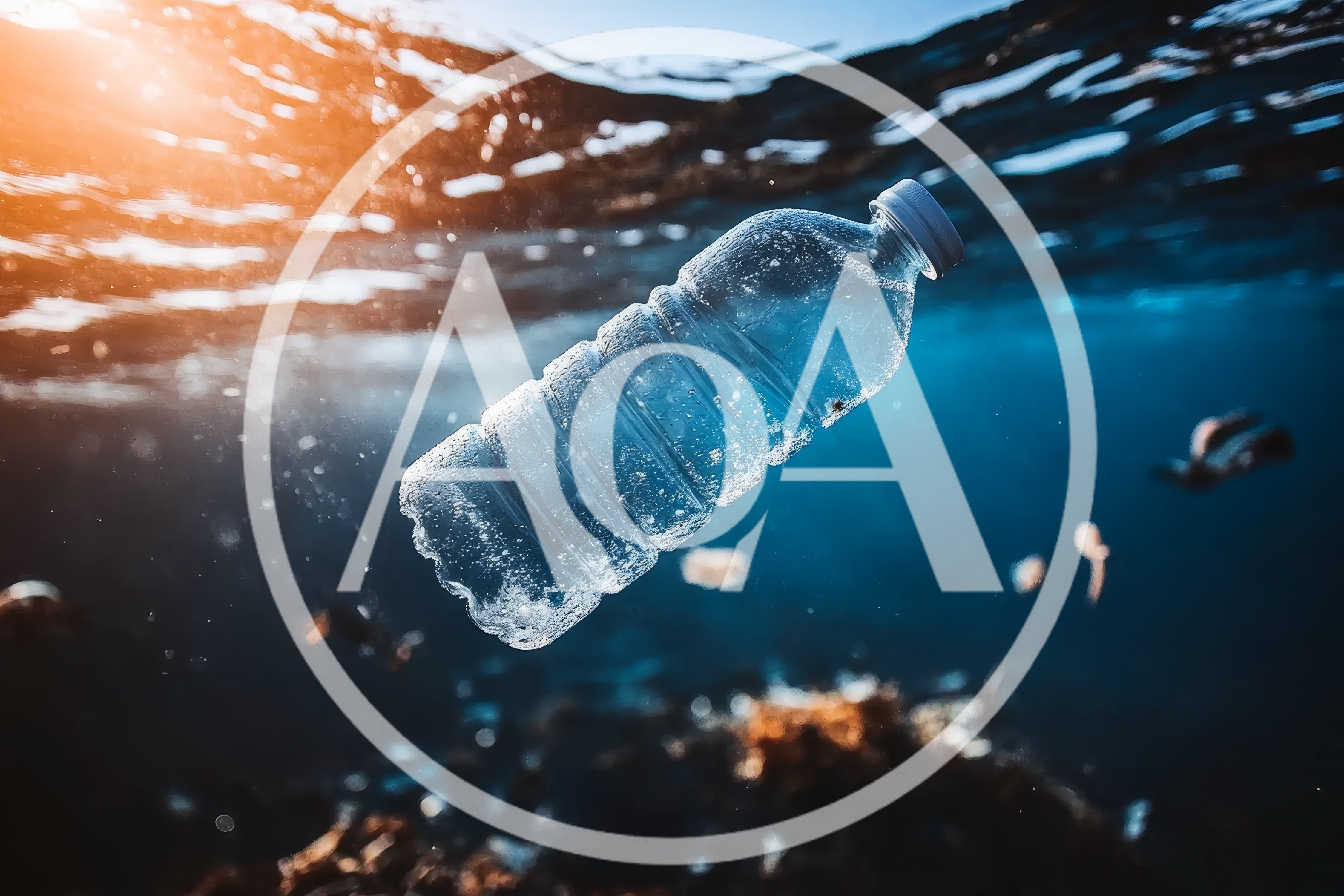 Plastic Water Bottle Floating In Polluted Ocean Water