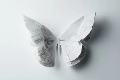 Paper Butterfly Sculpture Made From Book Pages