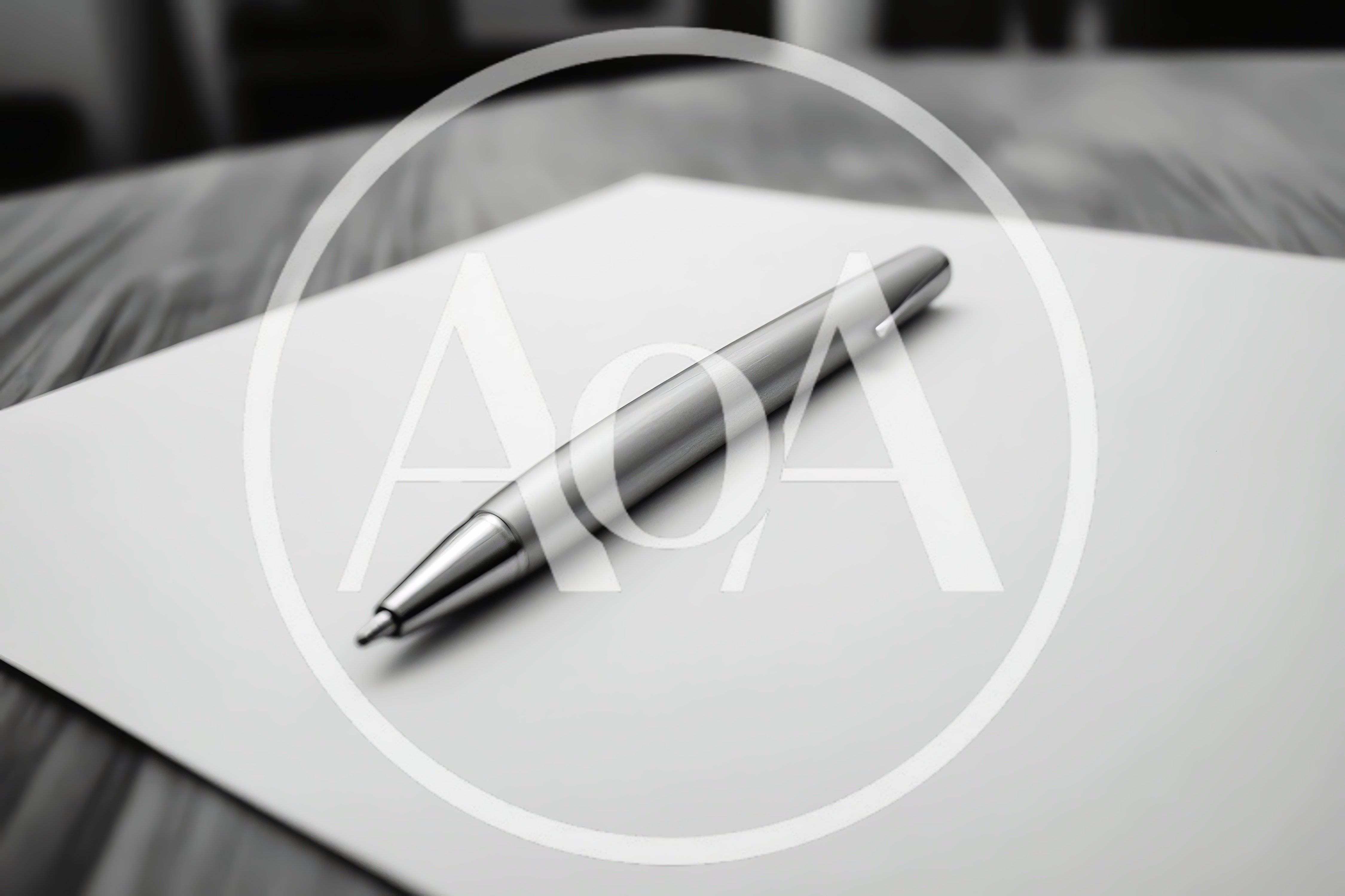 Silver Ballpoint Pen Resting On Blank White Paper