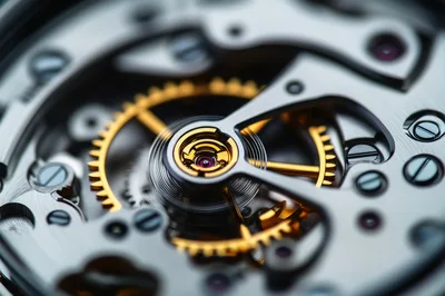 Macro View Of A Mechanical Watch Movement
