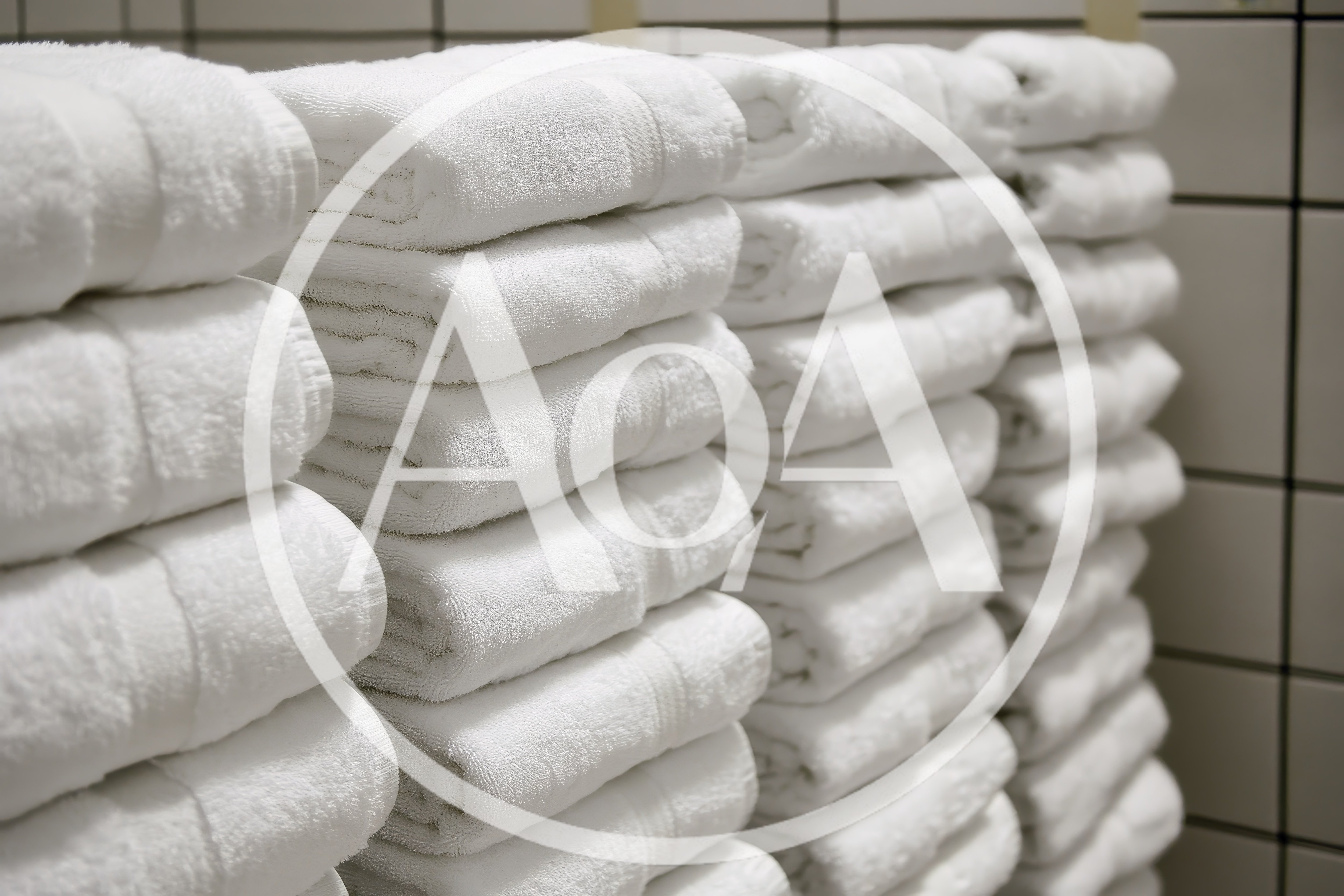 Stacks Of Clean White Towels In A Hotel