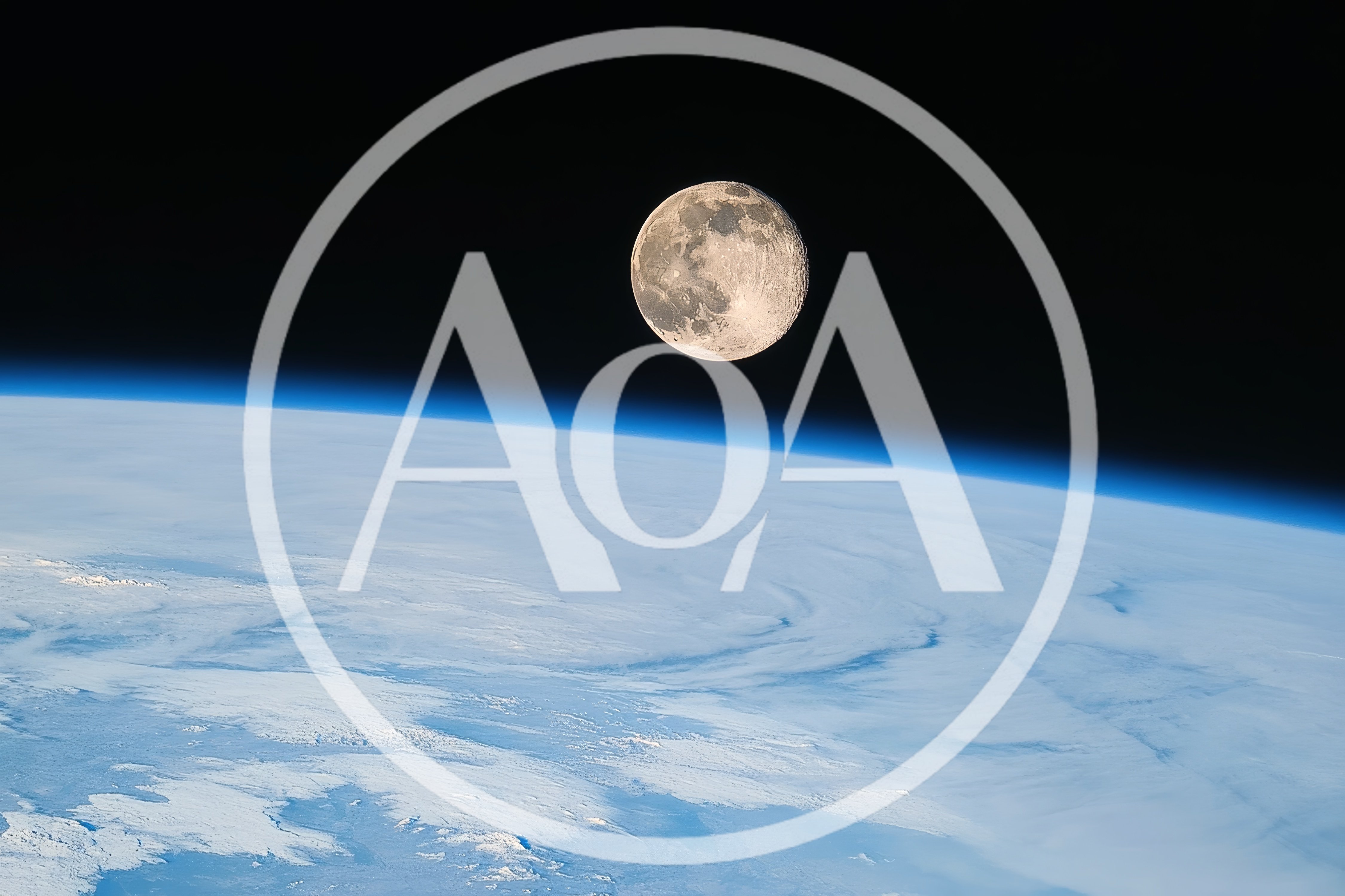 Full Moon Rising Above Earth Atmosphere