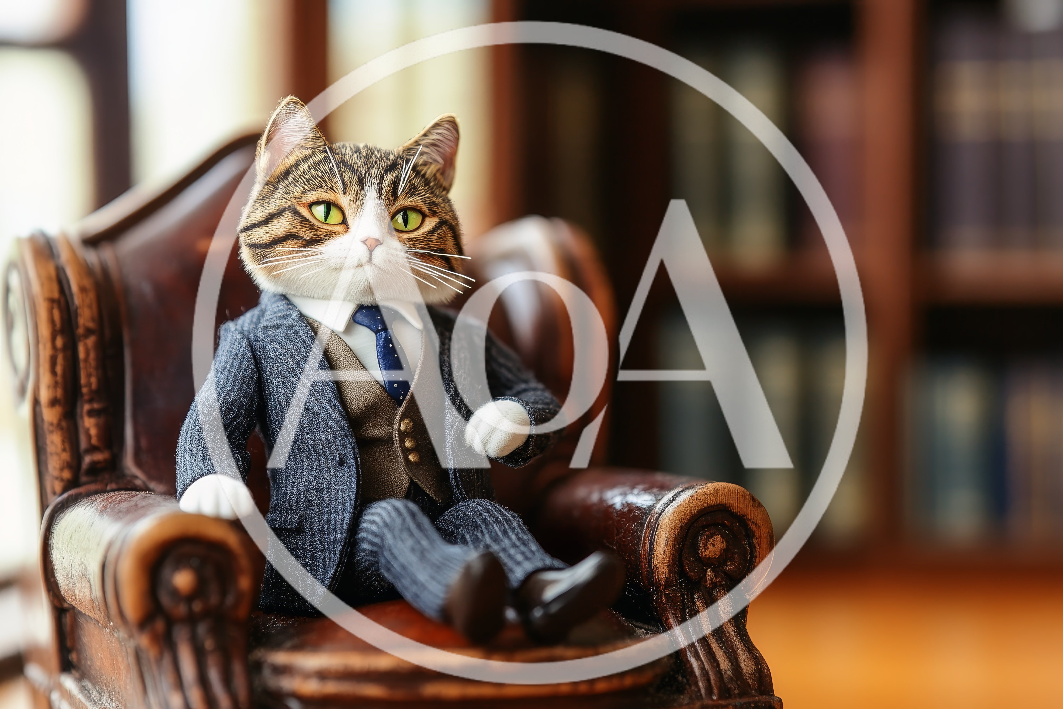 Anthropomorphic Cat Dressed In A Business Suit
