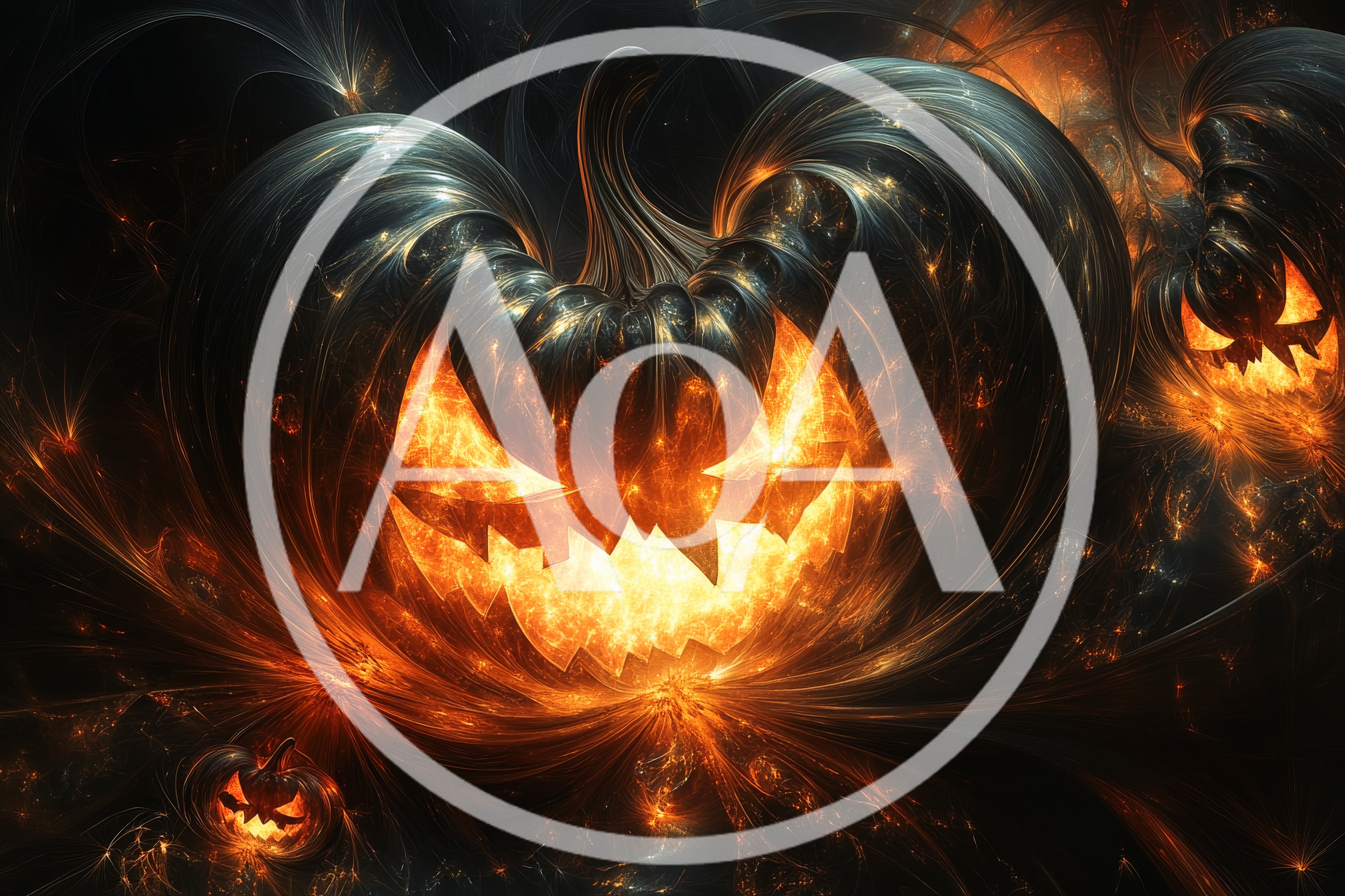 Glowing Abstract Fractal Halloween Jack O Lanterns