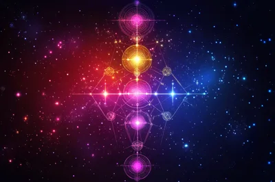 Abstract Sacred Geometry Symbol In Deep Space