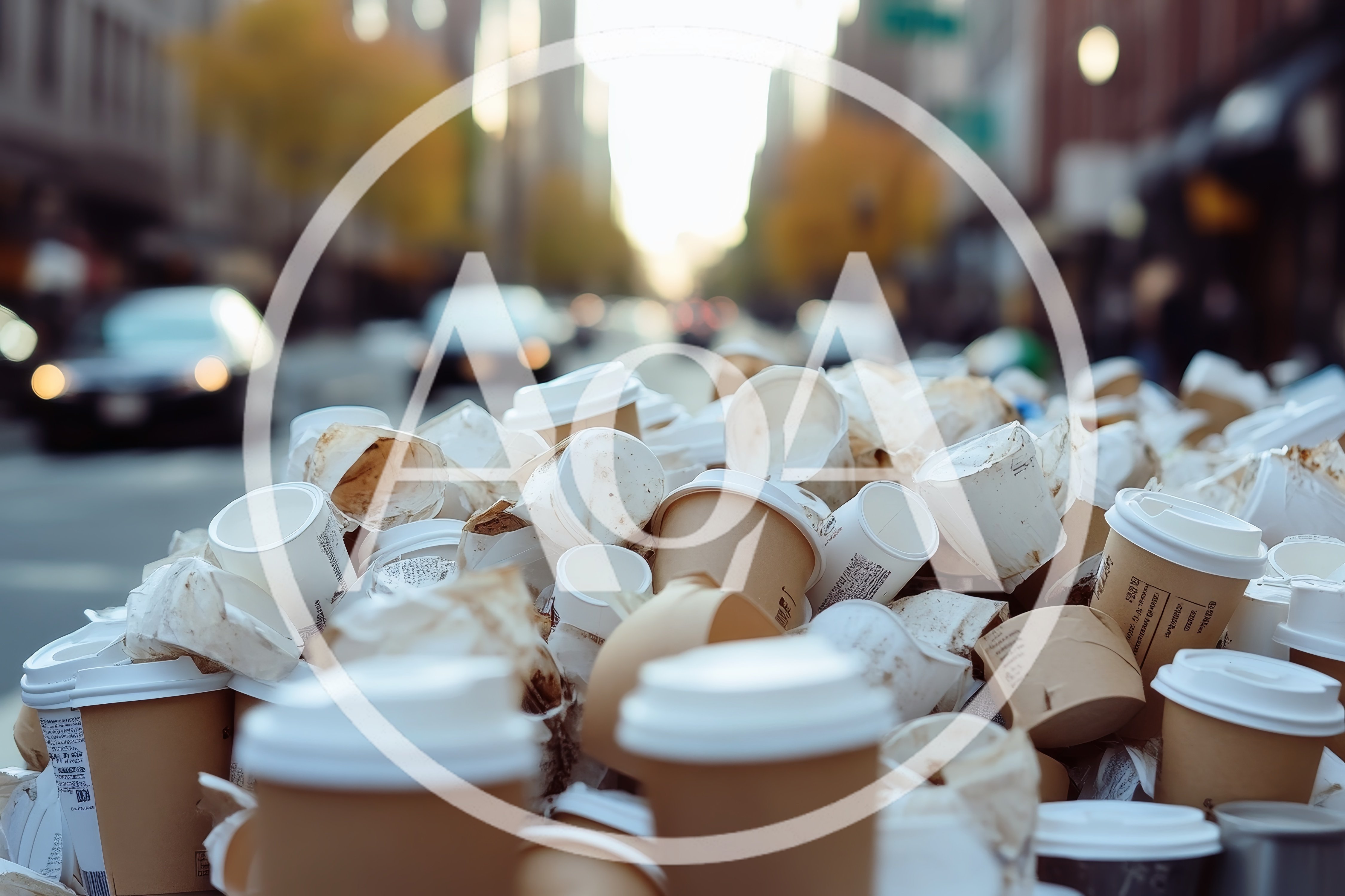 Pile Of Discarded Disposable Coffee Cups On City Street