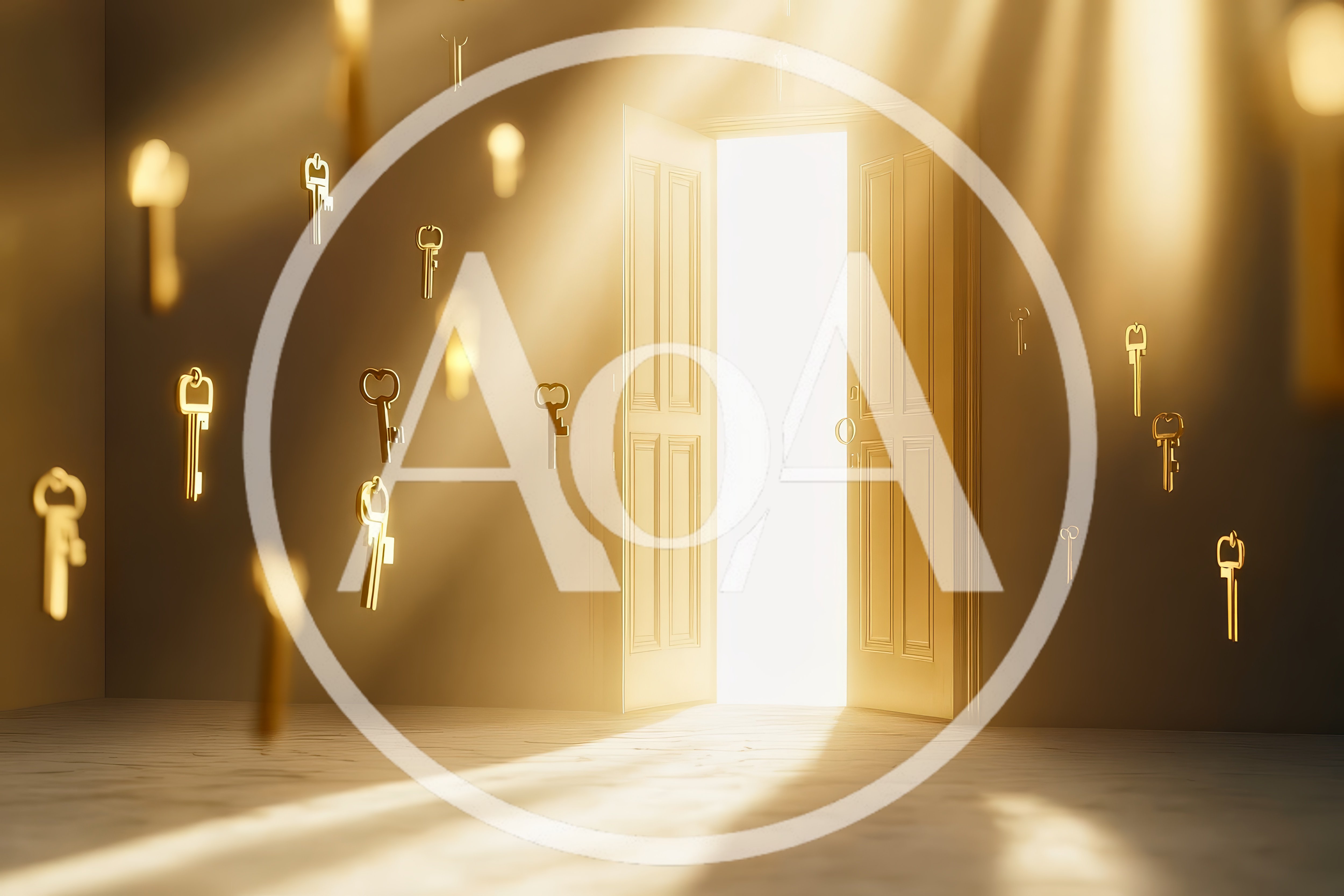 Floating Golden Keys In A Bright Open Doorway