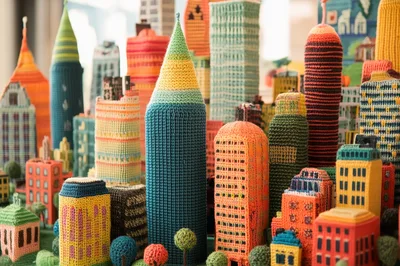 Handmade Knitted Miniature Cityscape Model