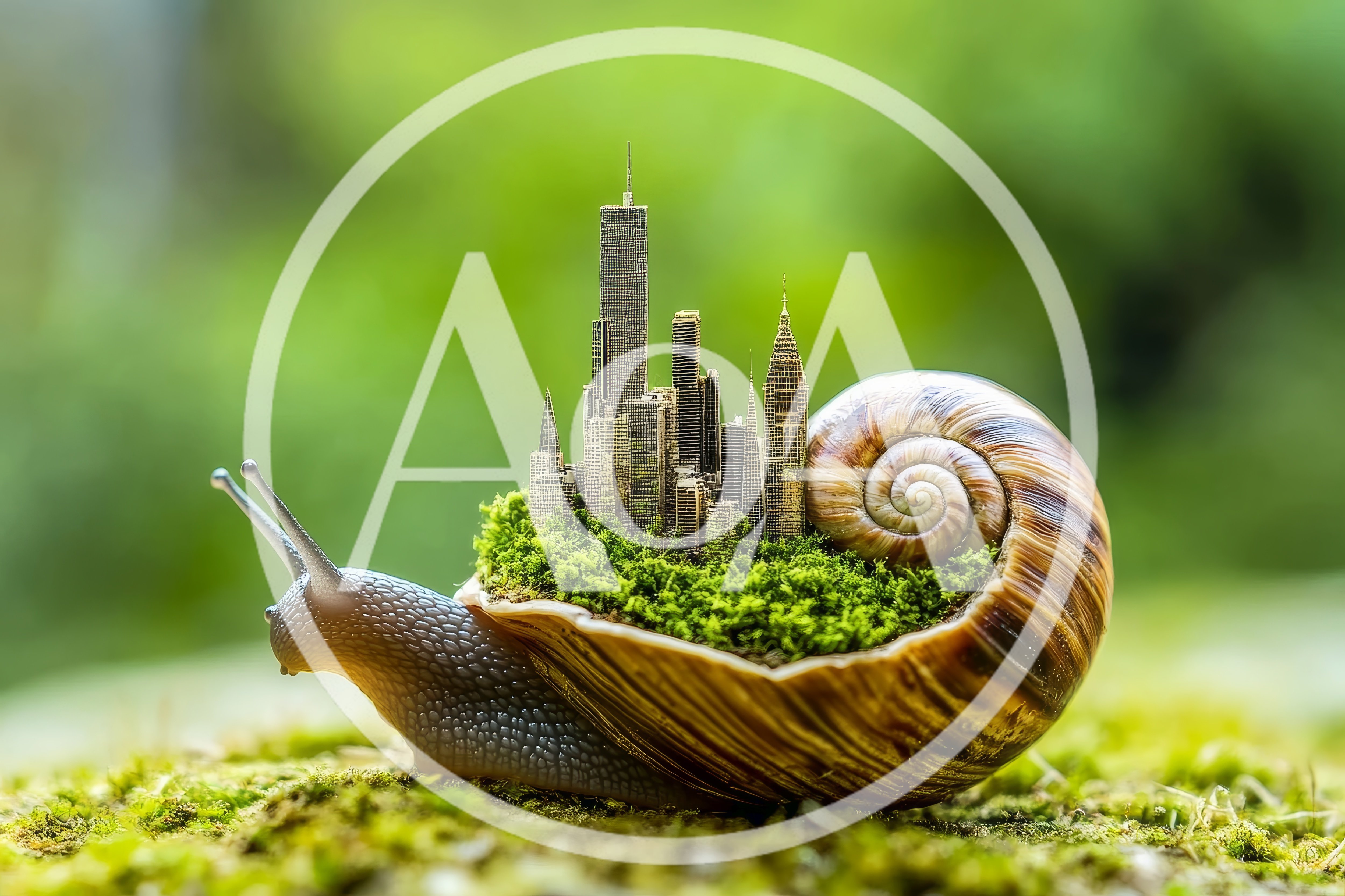 Surreal Snail Carrying A Miniature City On Its Shell