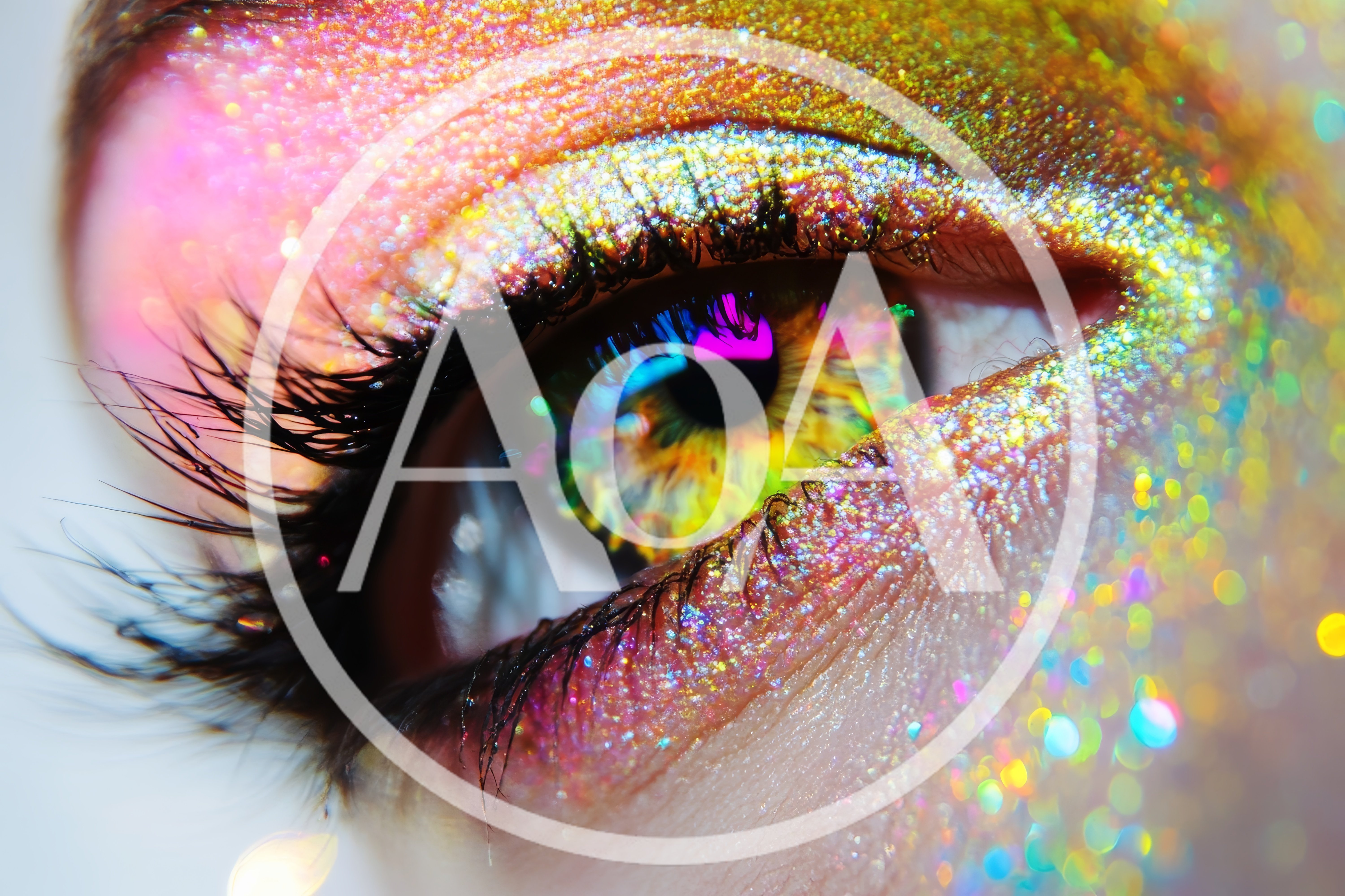 Extreme Close Up Of Human Eye With Glitter Makeup