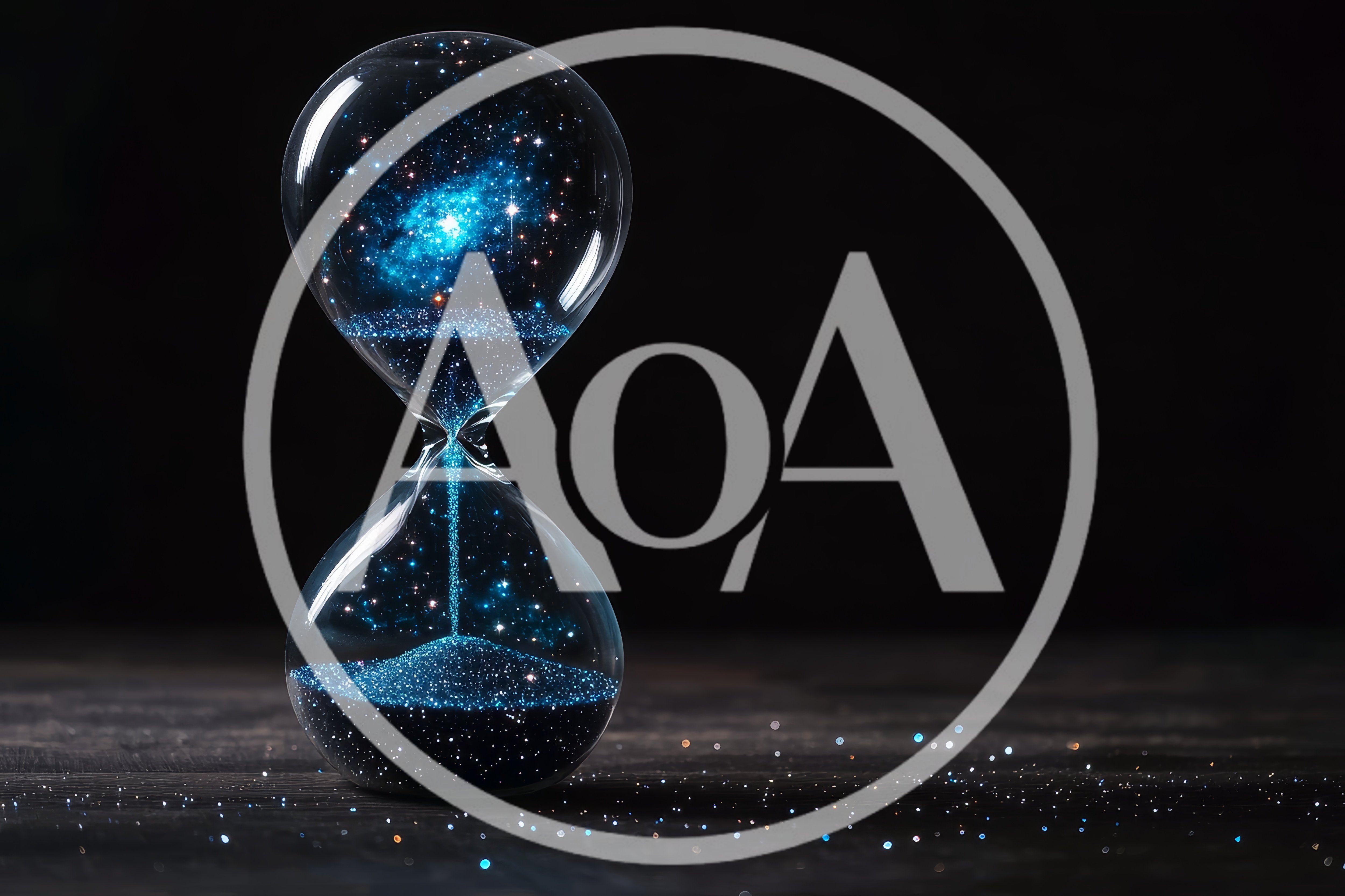 Cosmic Hourglass With Glowing Galaxy Sand