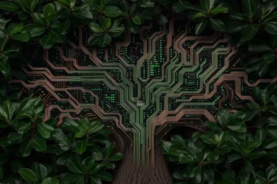 Digital Circuit Board Tree Concept