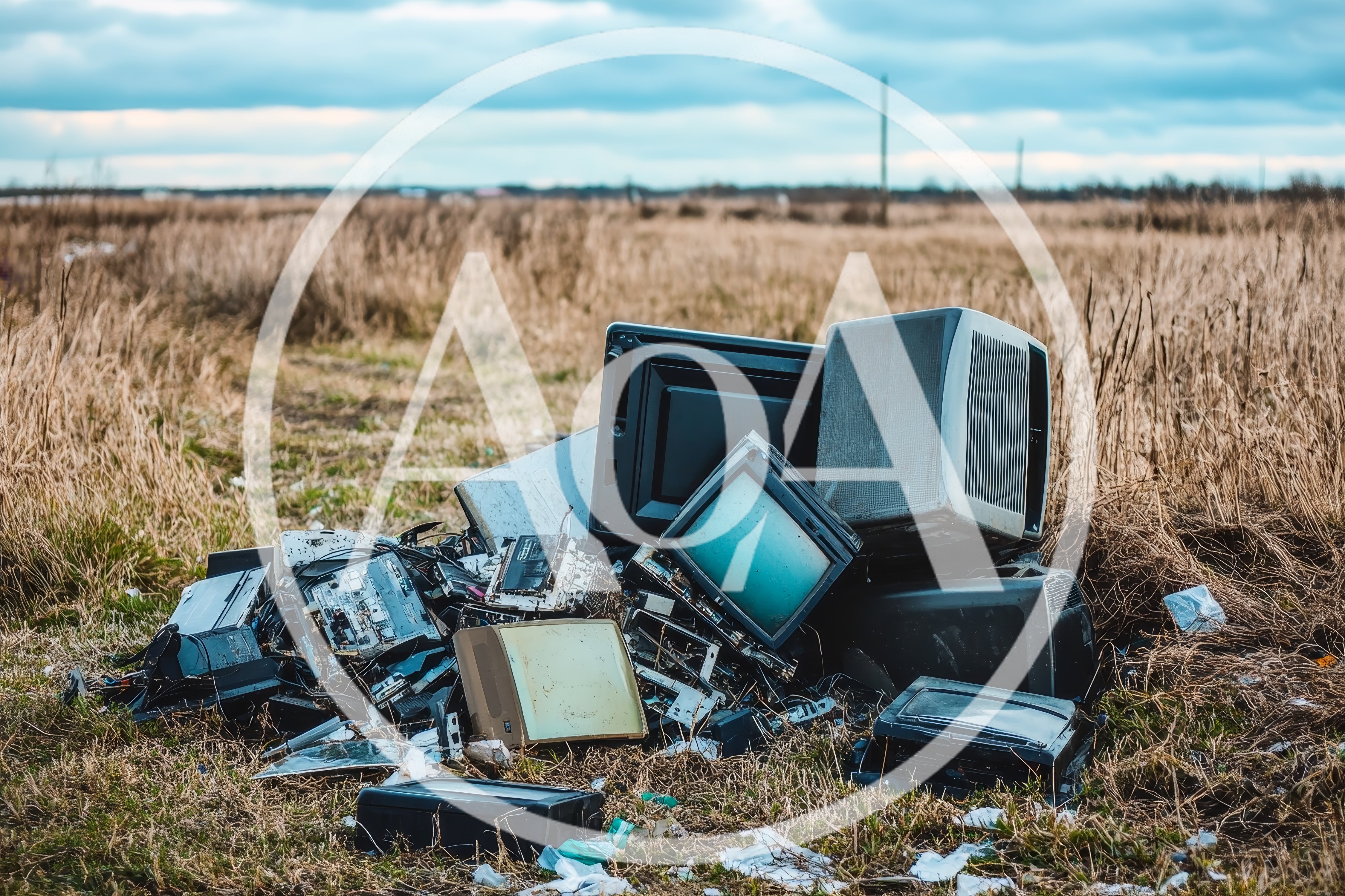 Pile Of Discarded Electronic Waste In A Field