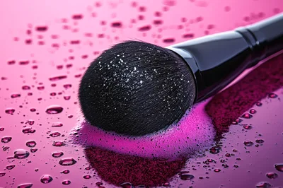 Makeup Brush Cleaning With Pink Soap Foam
