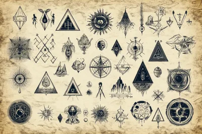 Collection Of Esoteric Occult Symbols And Mystical Illustrations