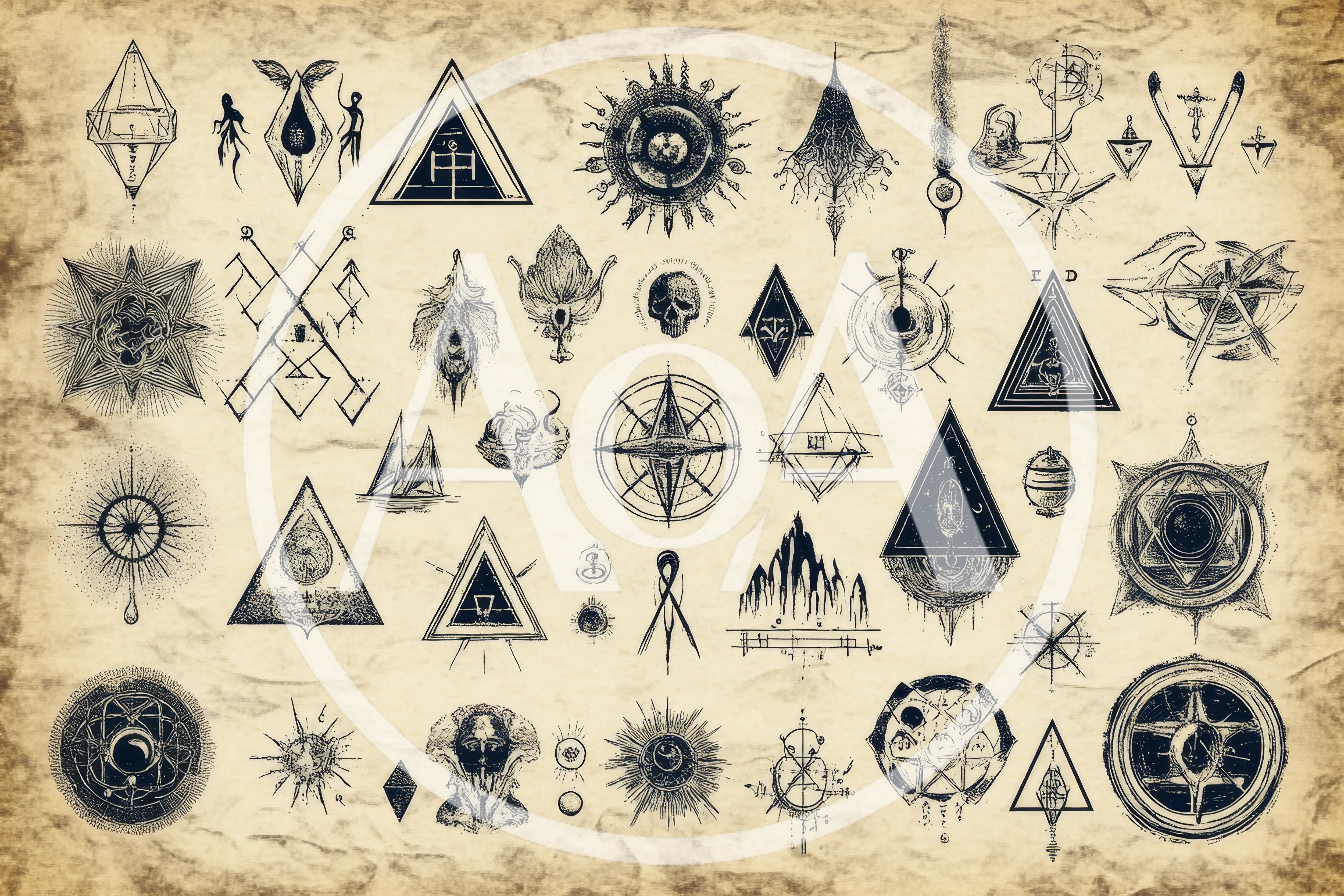 Collection Of Esoteric Occult Symbols And Mystical Illustrations