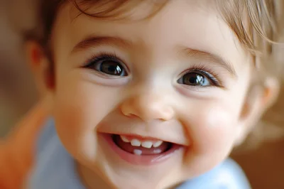 Close Up Portrait Of A Smiling Baby