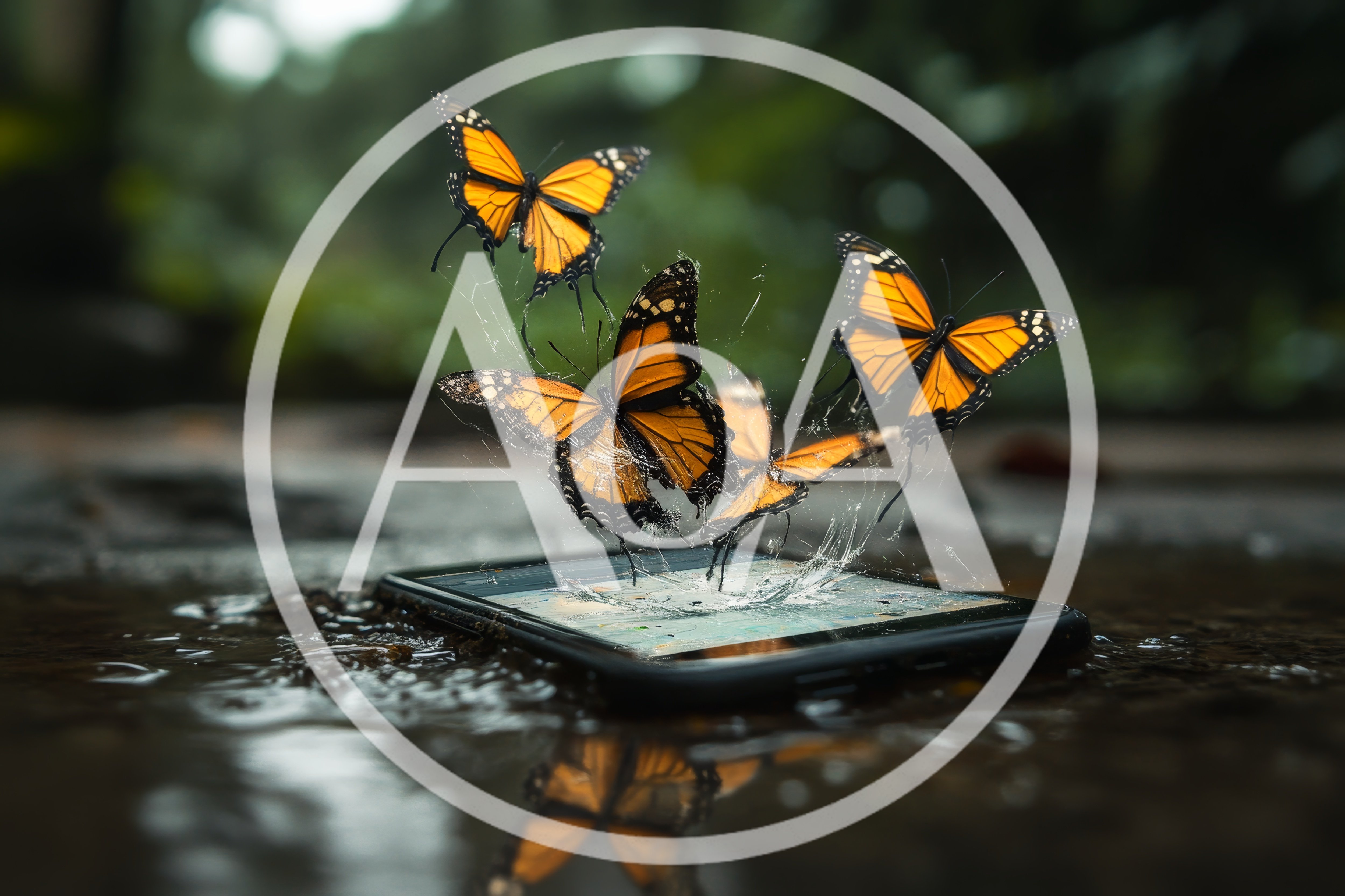 Monarch Butterflies Emerging From A Digital Smartphone Screen