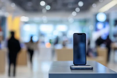 Smartphone Display Stand in a Modern Retail Store