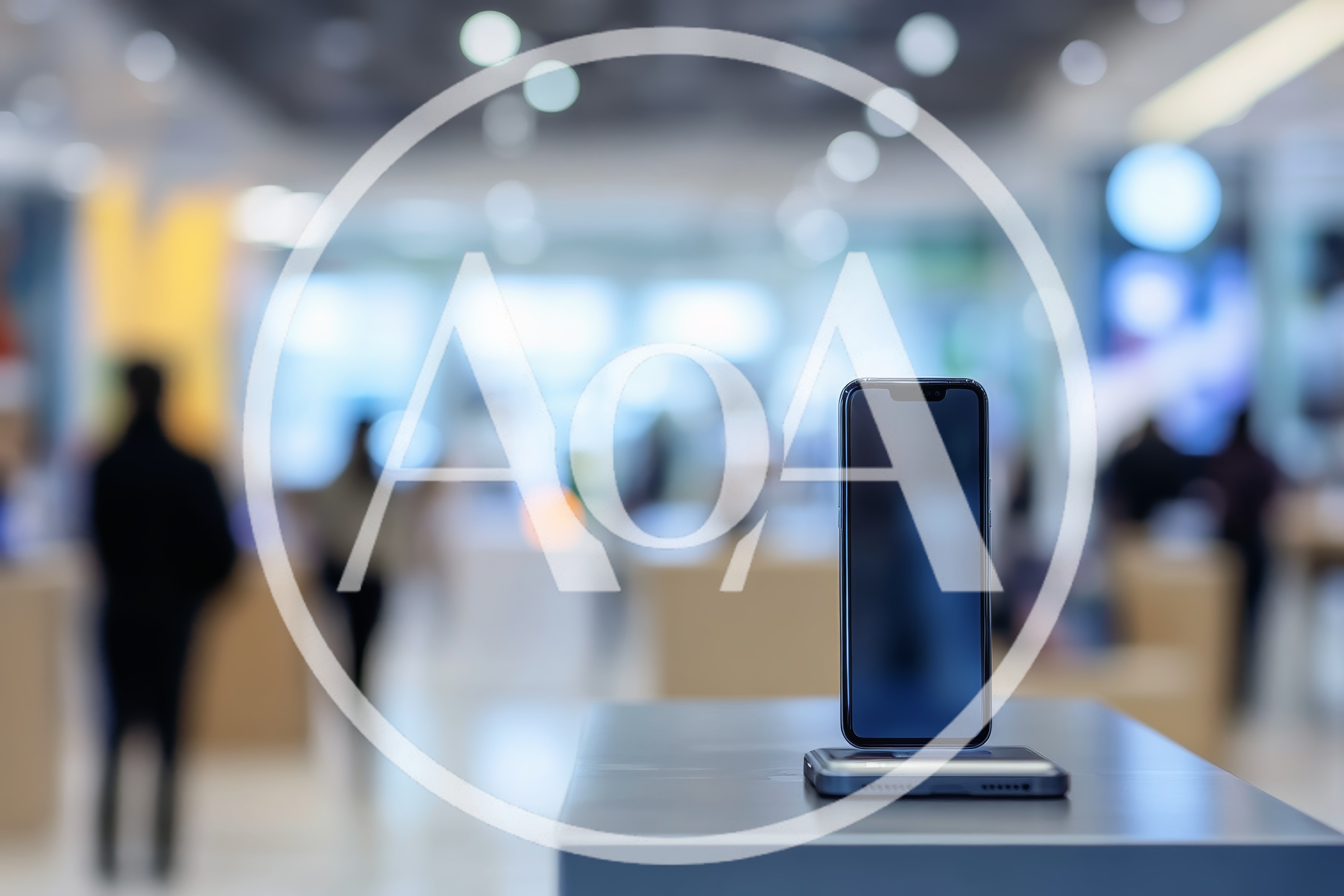 Smartphone Display Stand in a Modern Retail Store