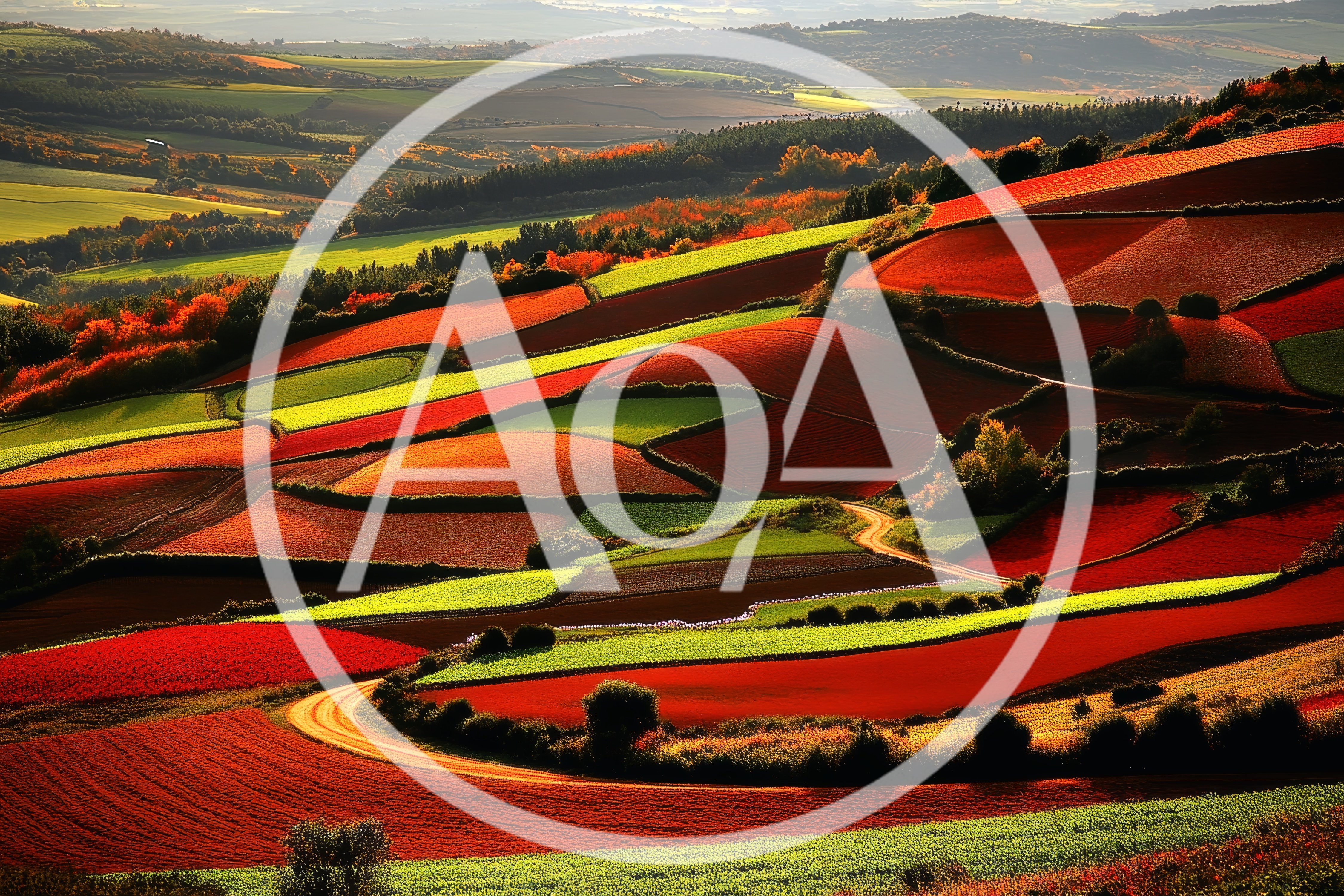 Rolling Agricultural Fields With Vibrant Autumn Colors