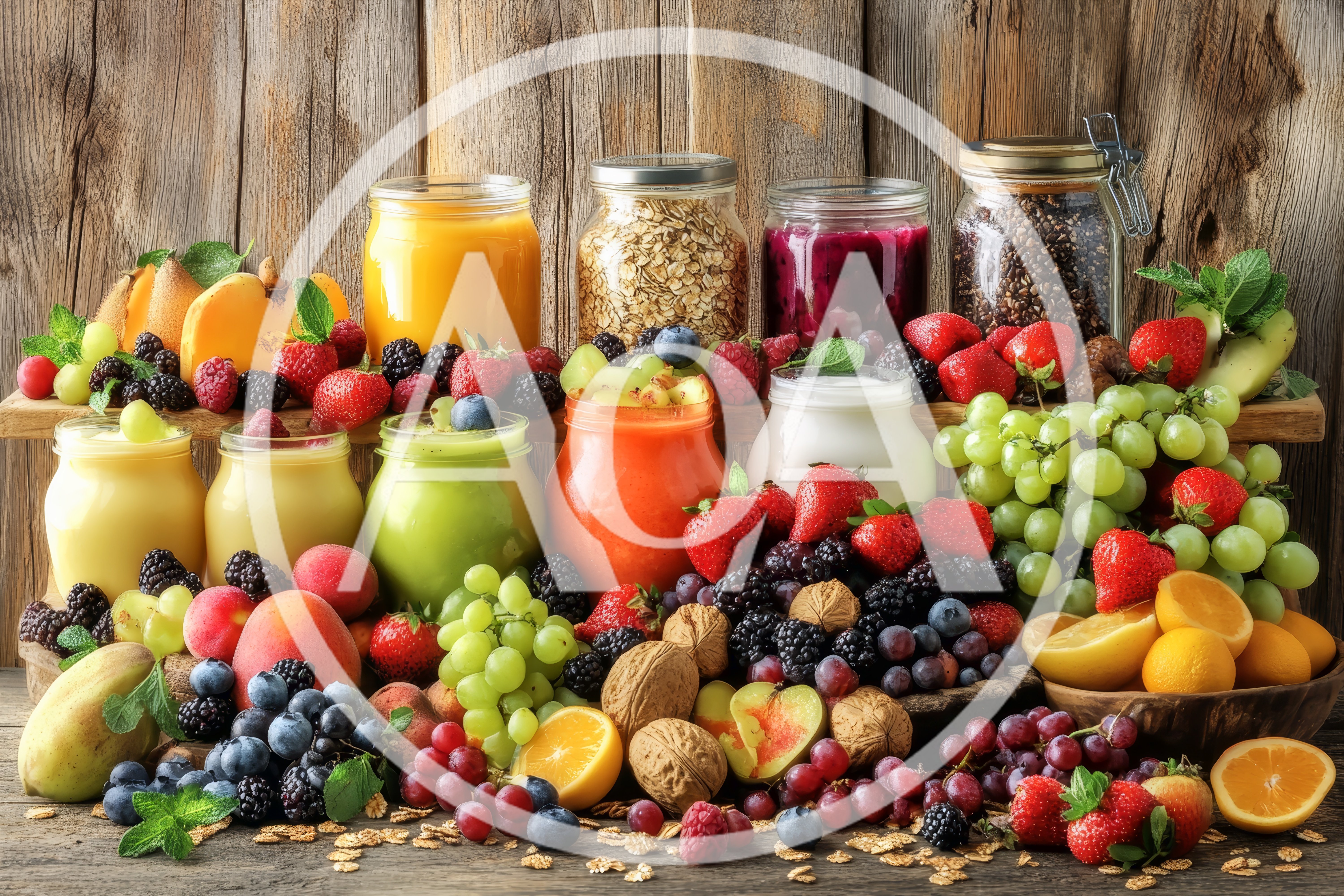 Assorted Healthy Breakfast Jars With Fresh Fruits And Grains